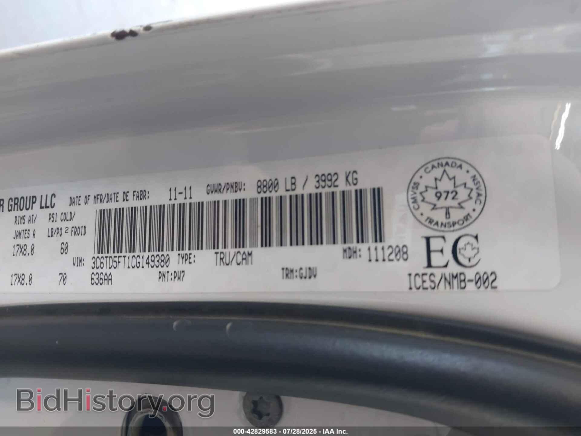 2012 RAM 2500 - VIN: 3C6TD5FT1CG149380 - Фото 9