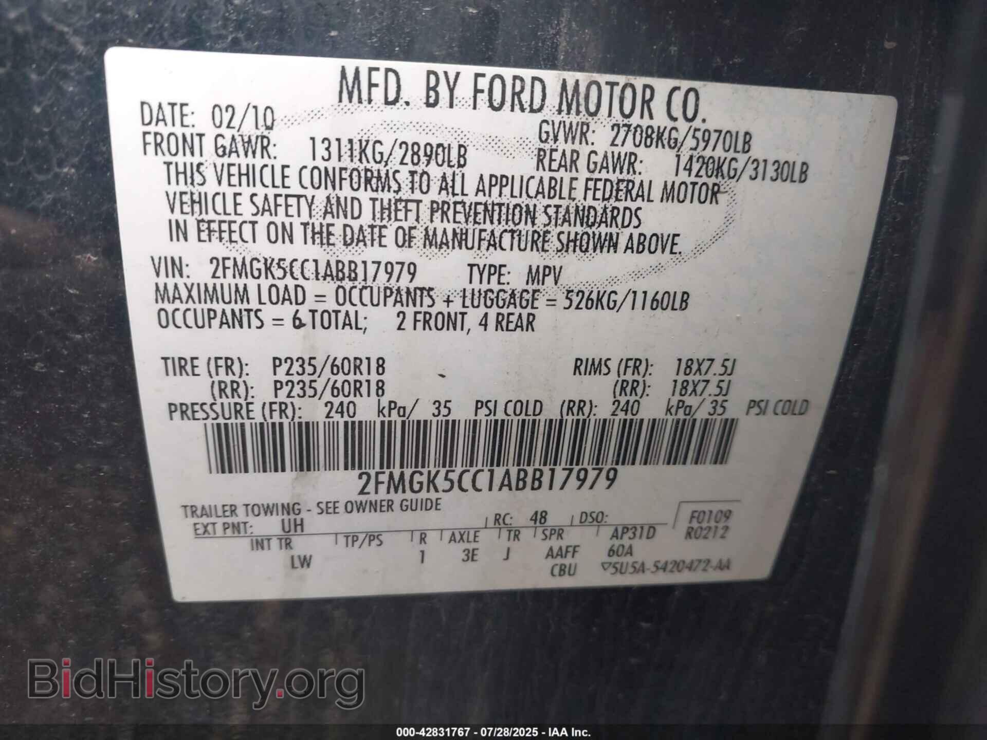 2010 FORD FLEX - VIN: 2FMGK5CC1ABB17979 - Photo 9