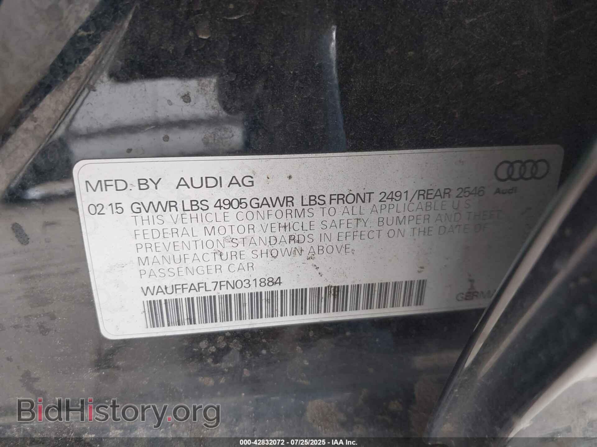 2015 AUDI A4 - VIN: WAUFFAFL7FN031884 - Фото 9