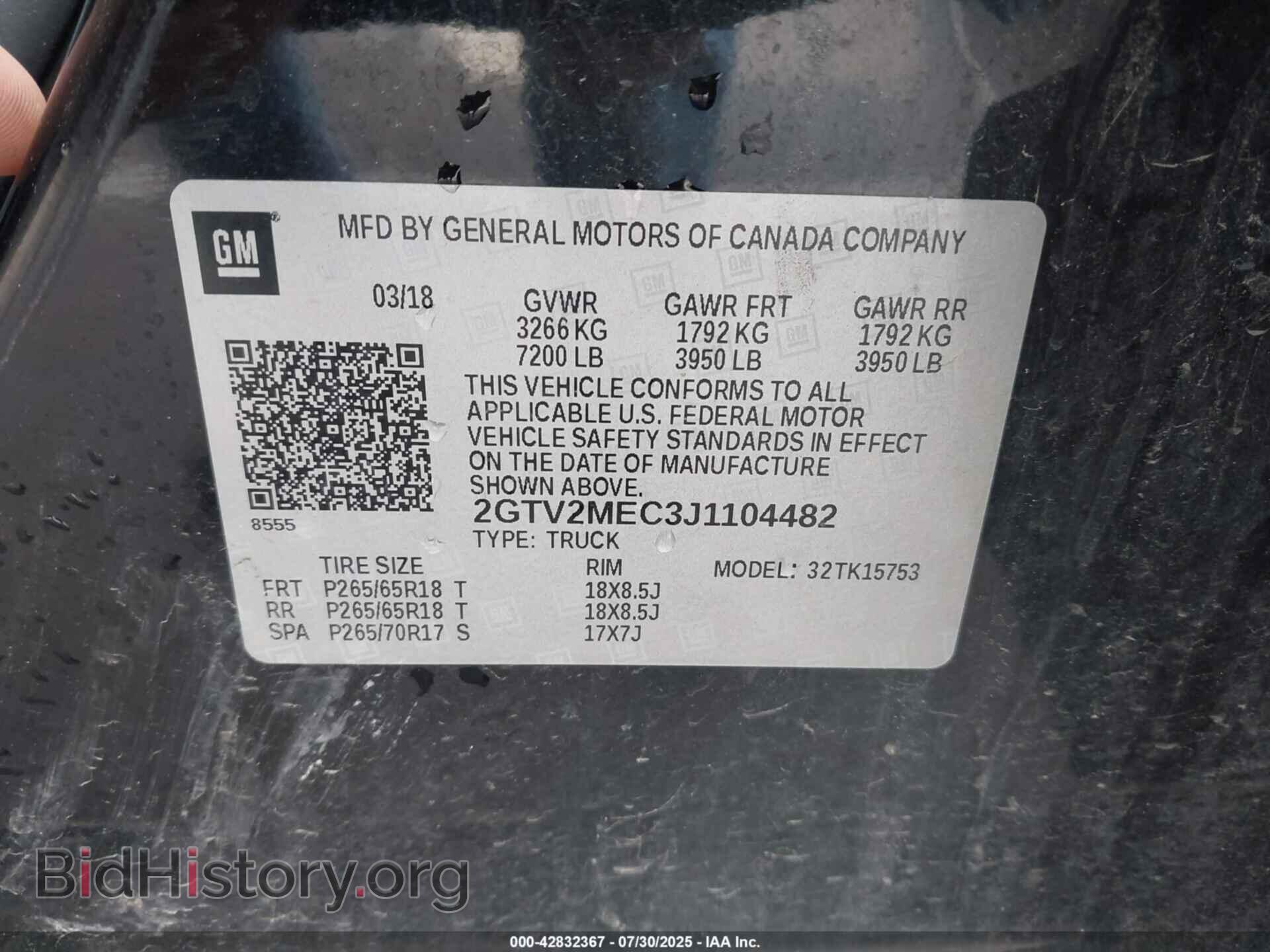 2018 GMC SIERRA 1500 - VIN: 2GTV2MEC3J1104482 - Фото 9
