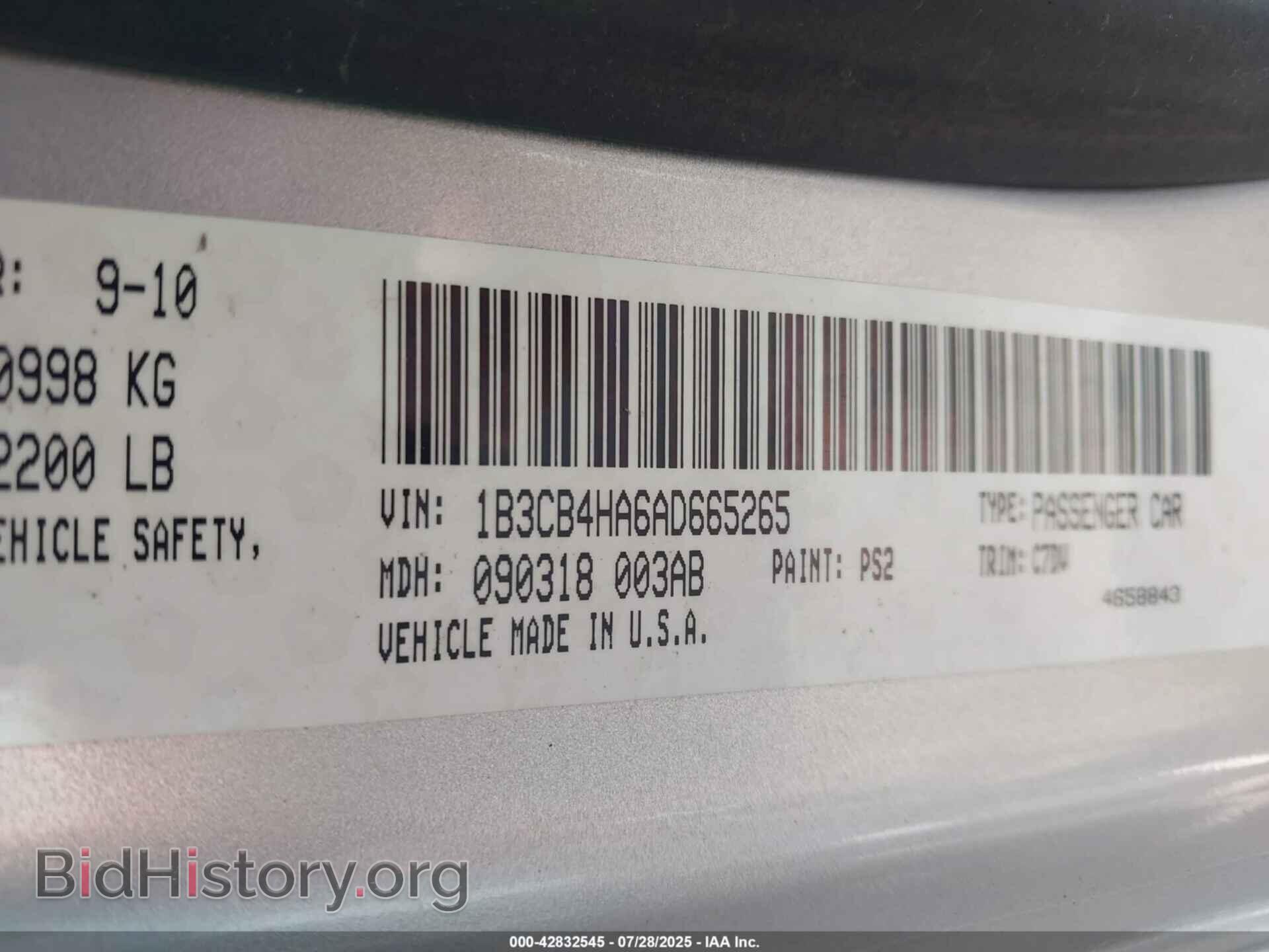 2010 DODGE CALIBER - VIN: 1B3CB4HA6AD665265 - Photo 9