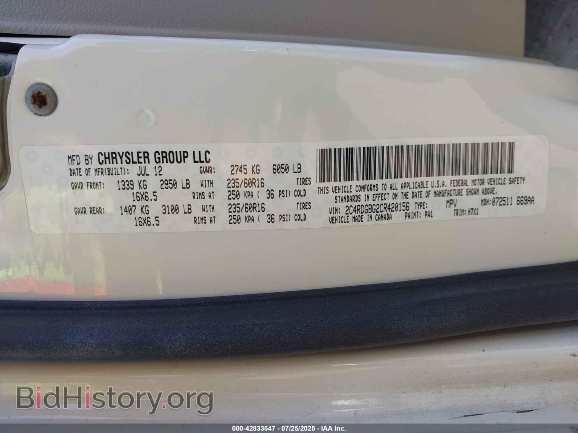 2012 DODGE GRAND CARAVAN - VIN: 2C4RDGBG2CR420156 - Фото 9