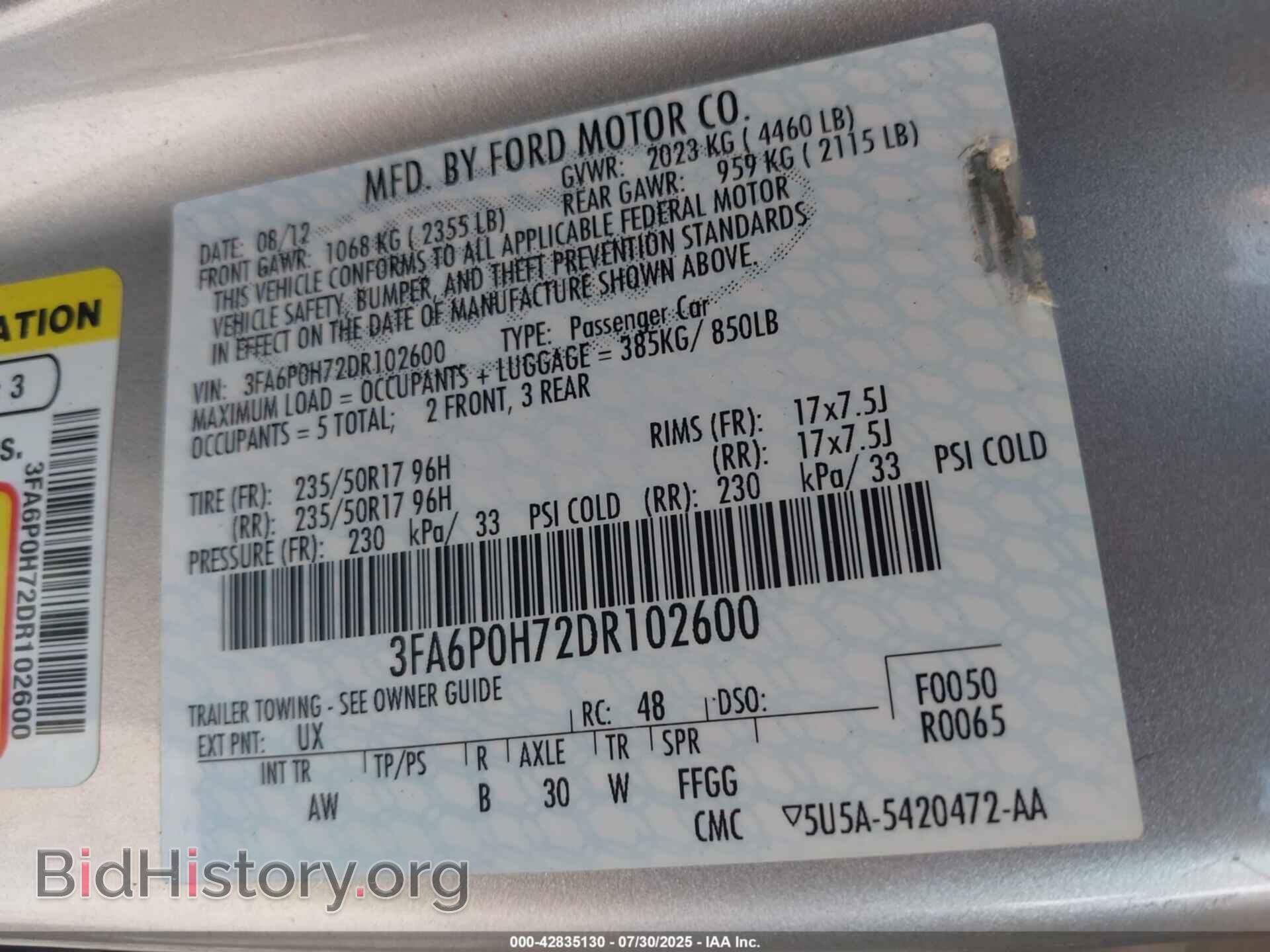 2013 FORD FUSION - VIN: 3FA6P0H72DR102600 - Фото 9