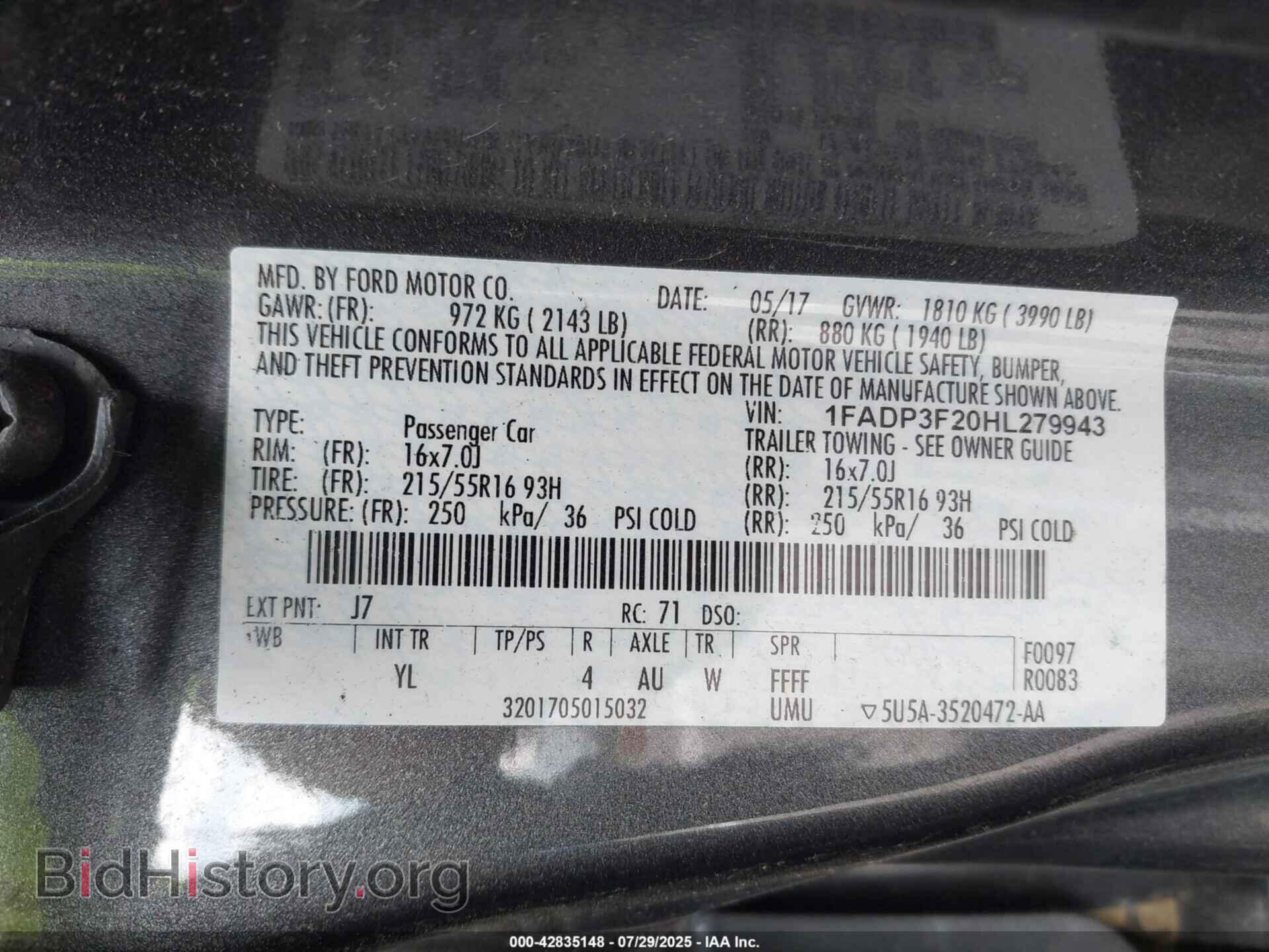 2017 FORD FOCUS - VIN: 1FADP3F20HL279943 - Фото 9