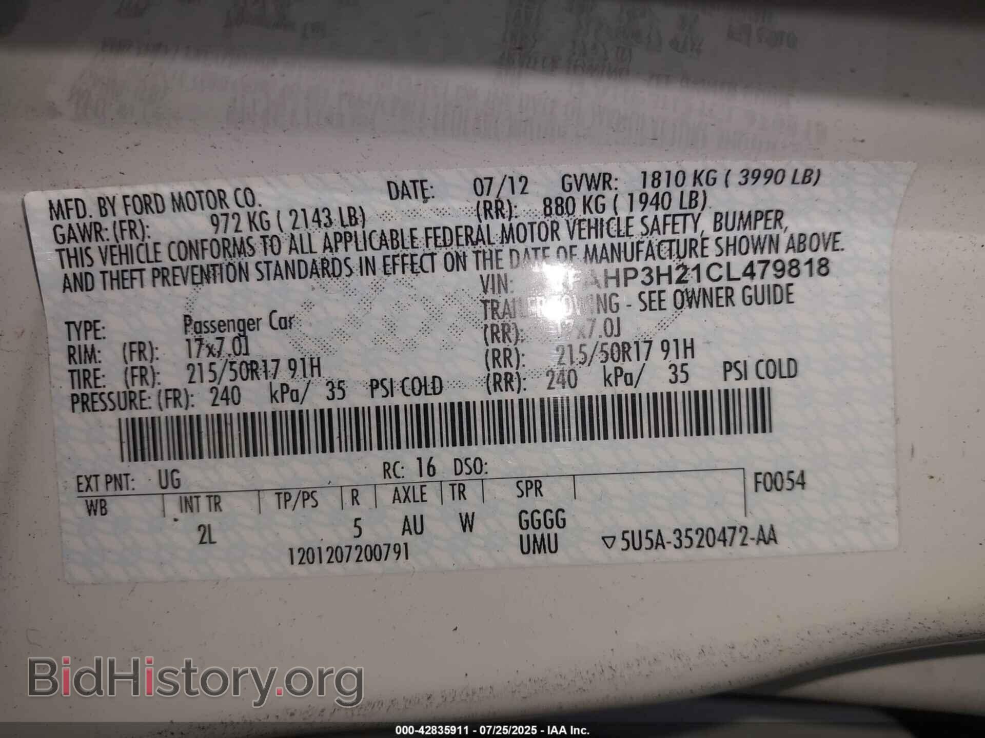2012 FORD FOCUS - VIN: 1FAHP3H21CL479818 - Фото 9