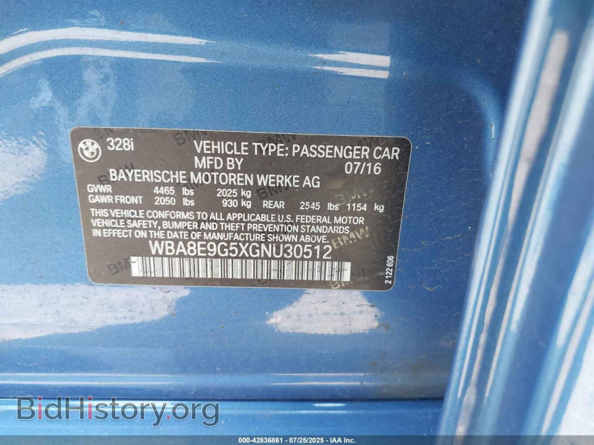 2016 BMW 328I - VIN: WBA8E9G5XGNU30512 - Фото 9