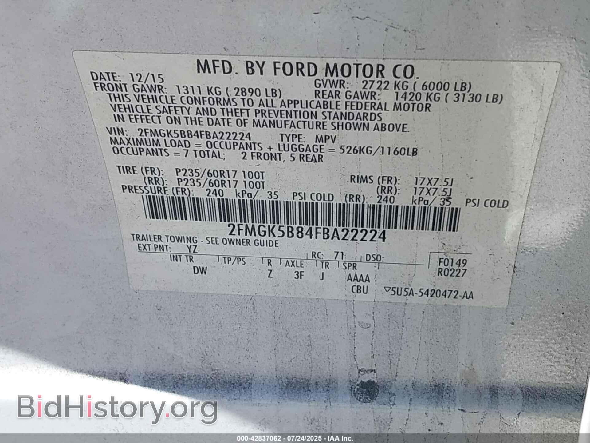 2015 FORD FLEX - VIN: 2FMGK5B84FBA22224 - Photo 9
