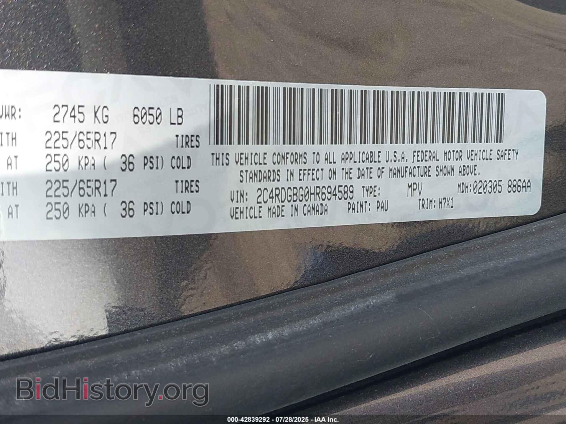 2017 DODGE GRAND CARAVAN - VIN: 2C4RDGBG0HR694589 - Фото 9