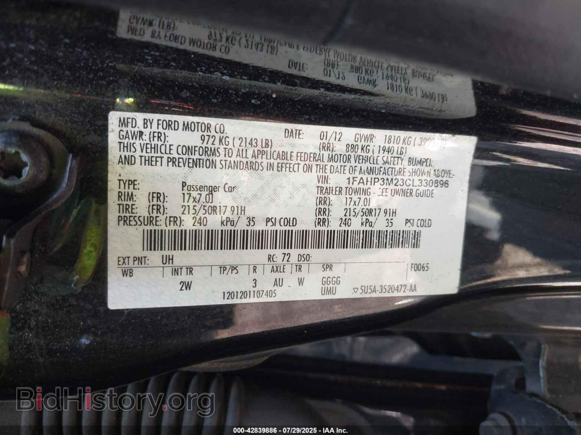 2012 FORD FOCUS - VIN: 1FAHP3M23CL330896 - Фото 9