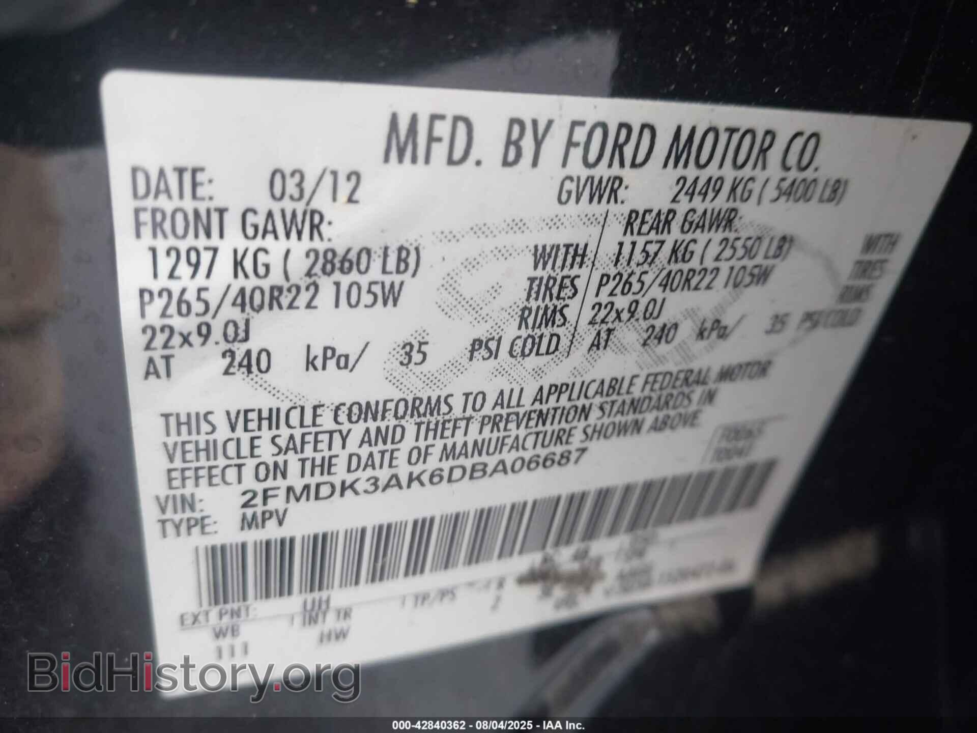 2013 FORD EDGE - VIN: 2FMDK3AK6DBA06687 - Фото 9