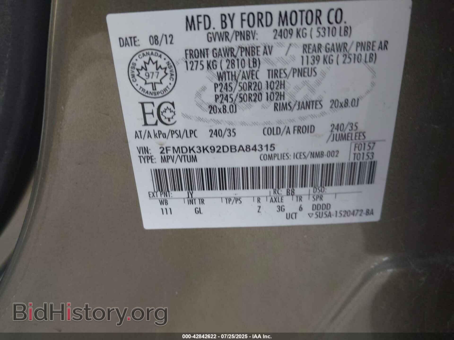 2013 FORD EDGE - VIN: 2FMDK3K92DBA84315 - Photo 9