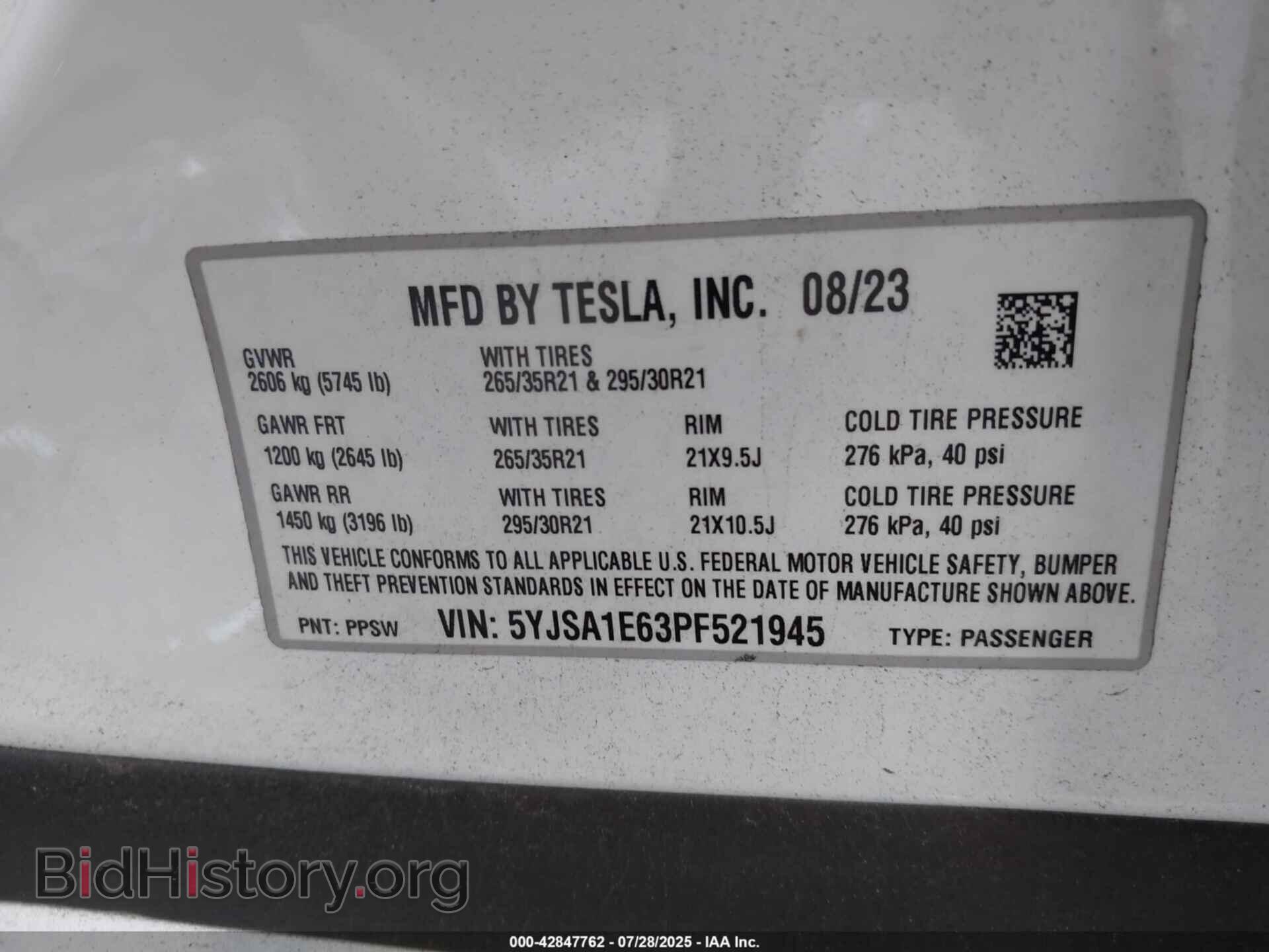 2023 TESLA MODEL S - VIN: 5YJSA1E63PF521945 - Фото 9