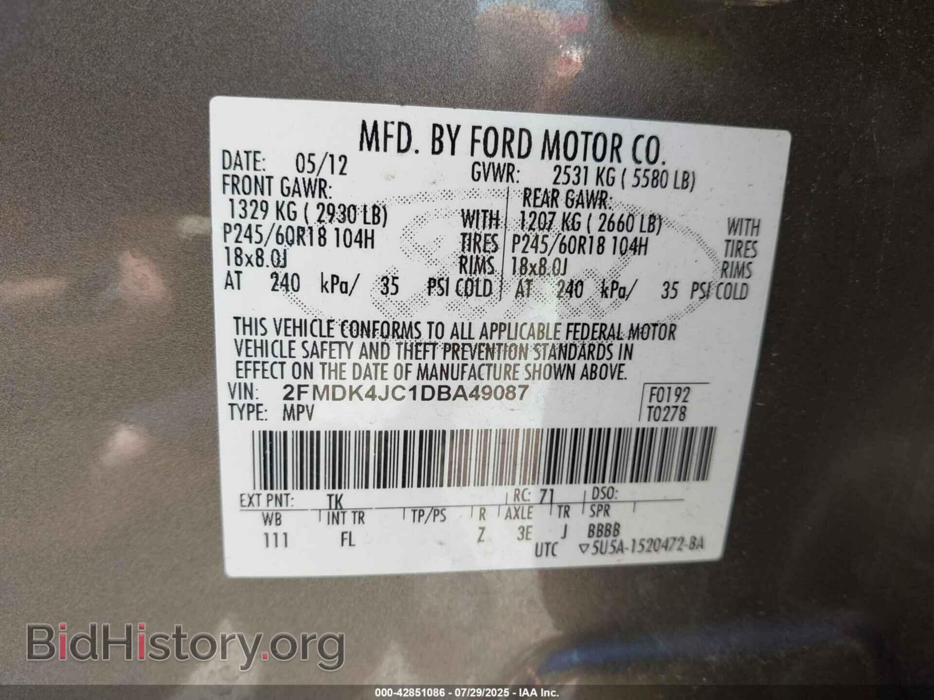 2013 FORD EDGE - VIN: 2FMDK4JC1DBA49087 - Photo 9