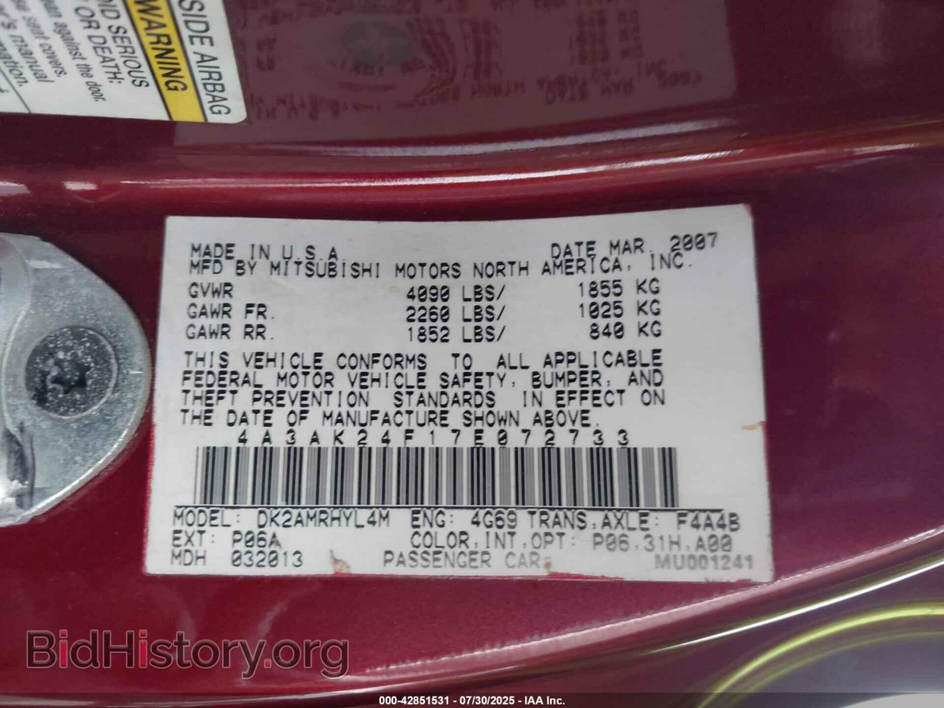 2007 MITSUBISHI ECLIPSE - VIN: 4A3AK24F17E072733 - Photo 9