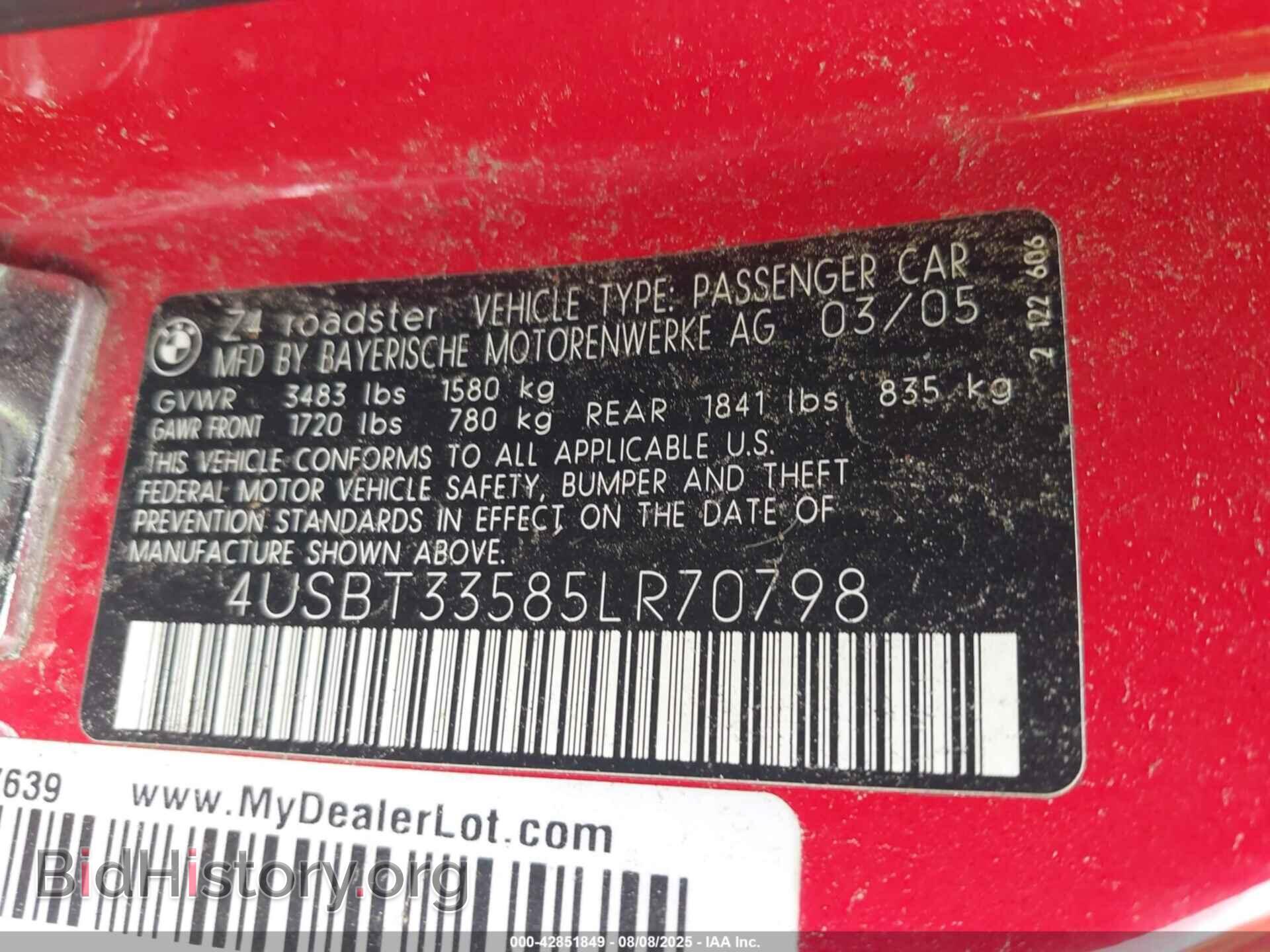 2005 BMW Z4 - VIN: 4USBT33585LR70798 - Фото 9