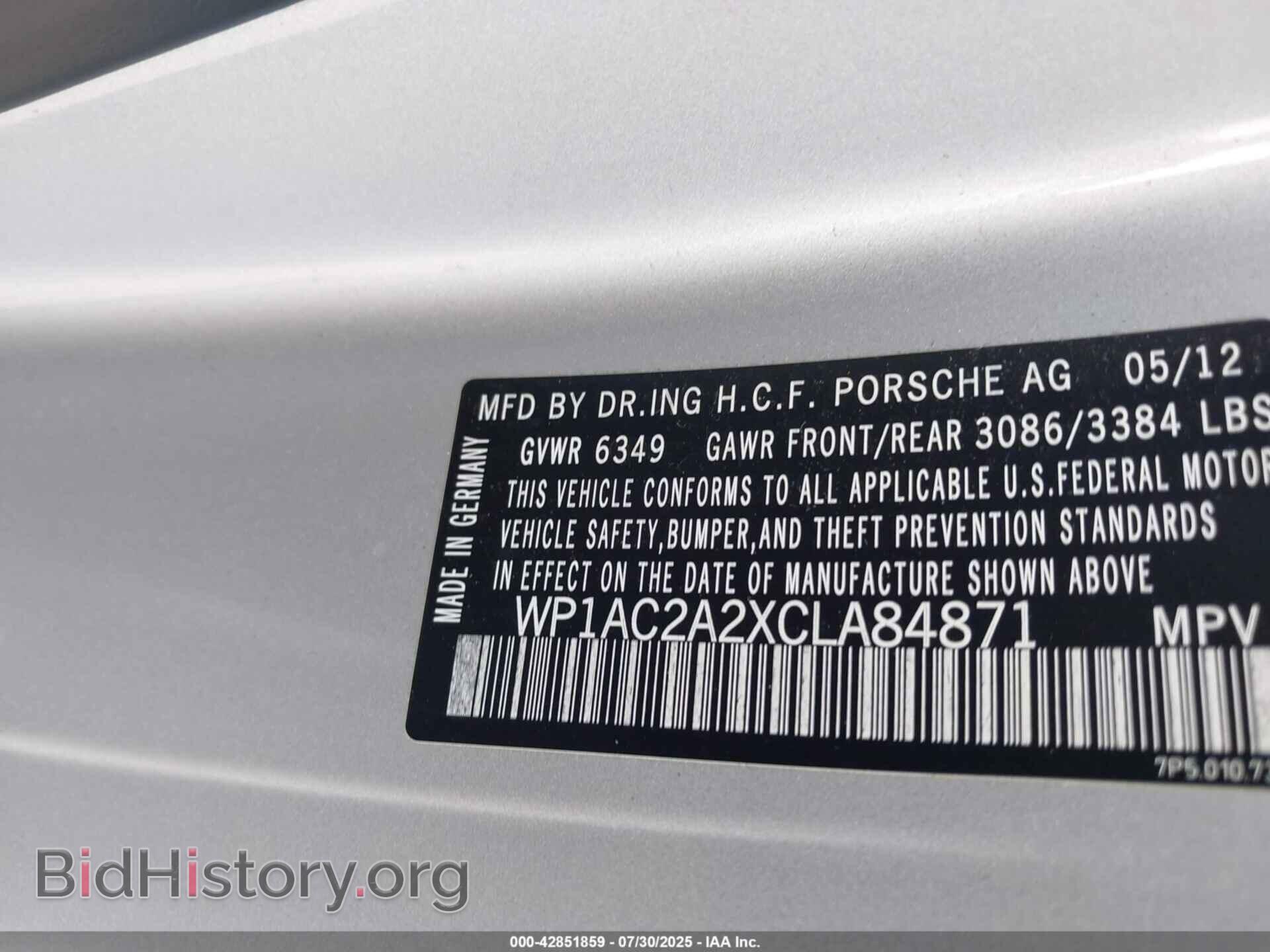 2012 PORSCHE CAYENNE - VIN: WP1AC2A2XCLA84871 - Фото 9