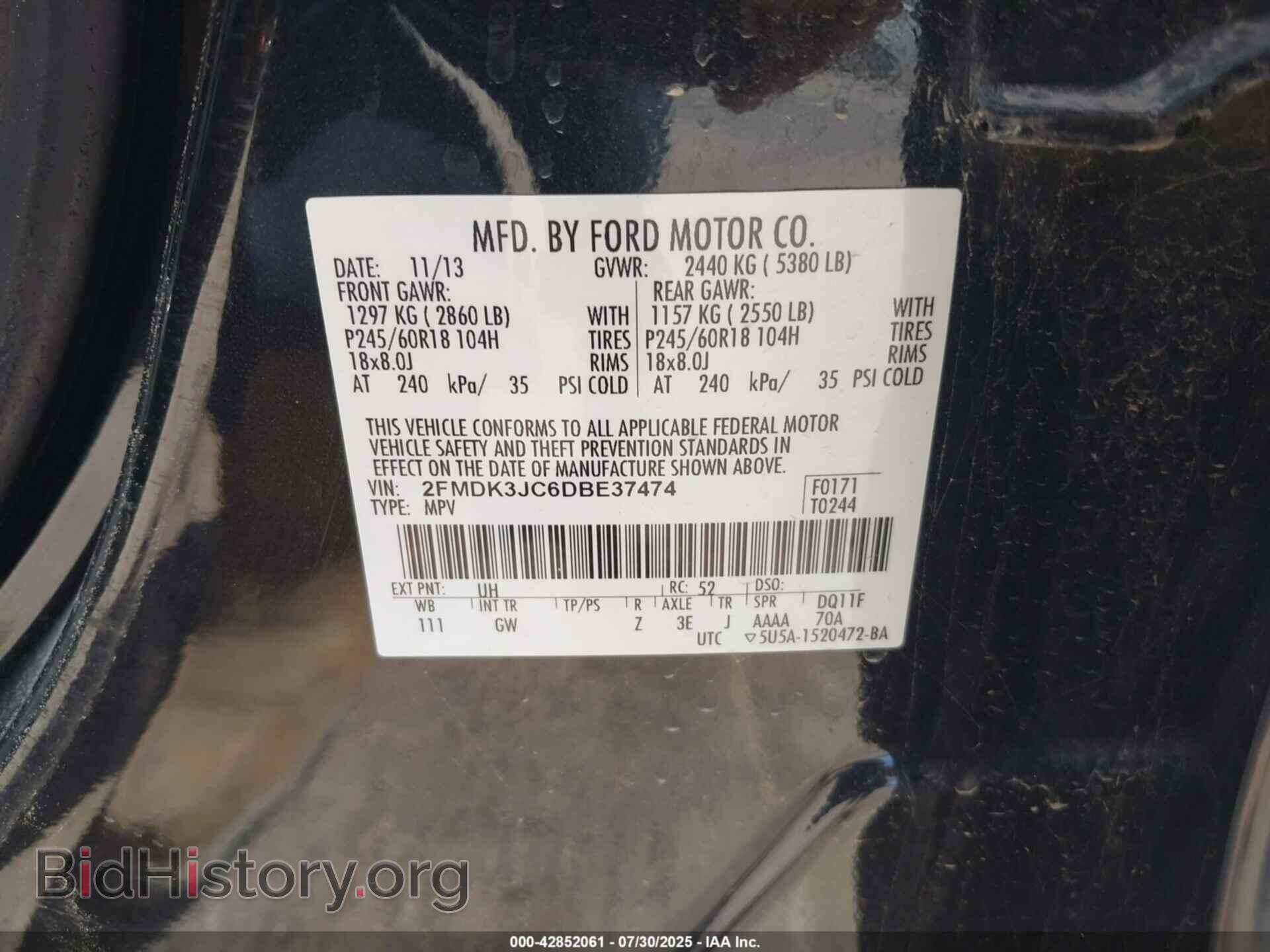 2013 FORD EDGE - VIN: 2FMDK3JC6DBE37474 - Photo 9