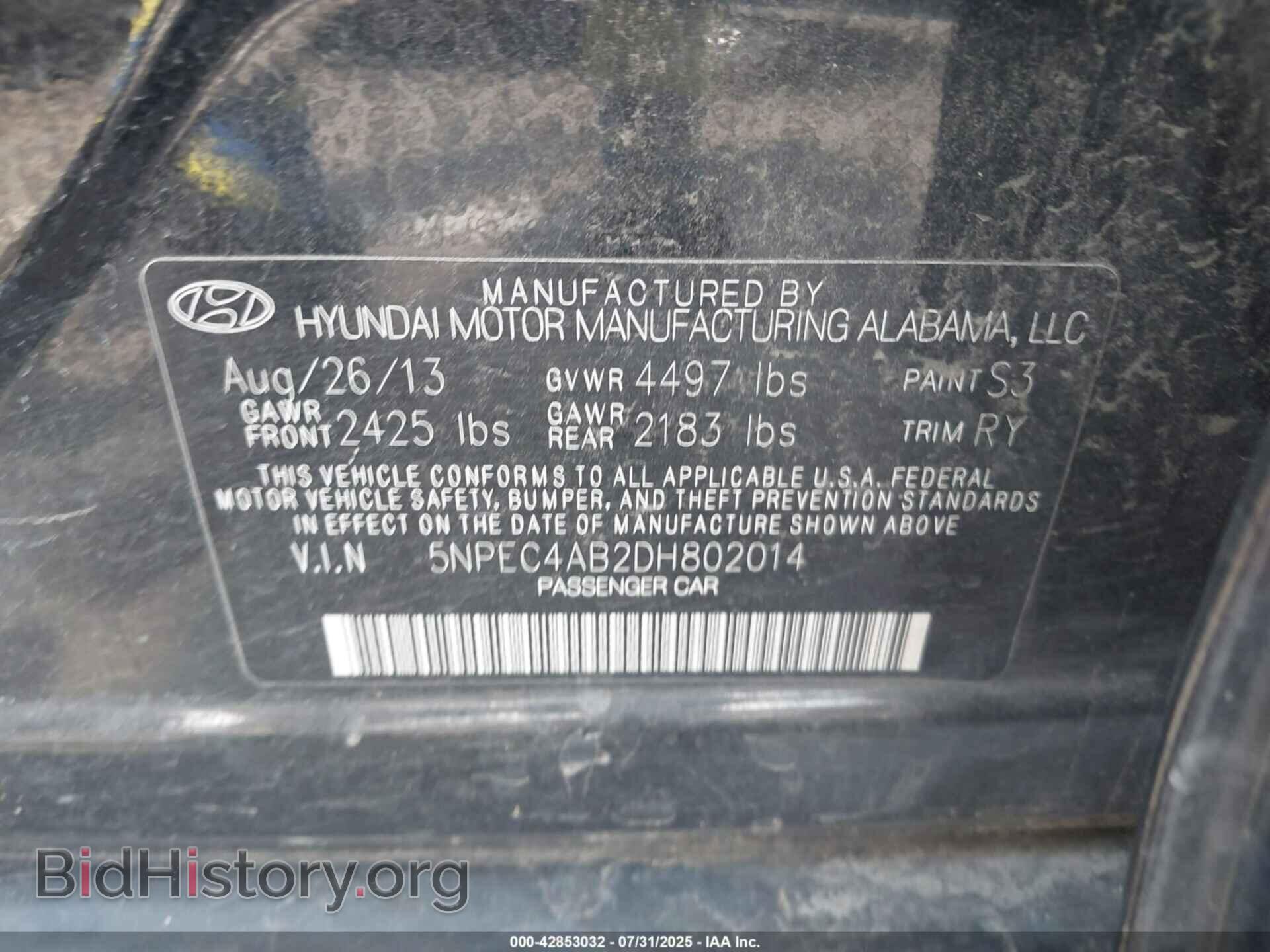 2013 HYUNDAI SONATA - VIN: 5NPEC4AB2DH802014 - Фото 9