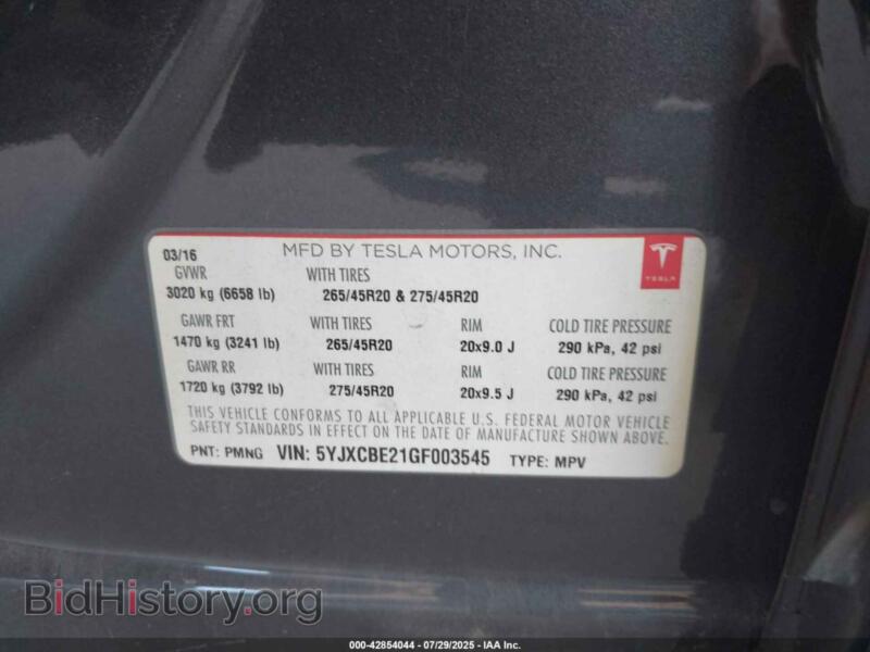 2016 Tesla MODEL X (VIN 5YJXCBE21GF003545) — фото 9 из 15
