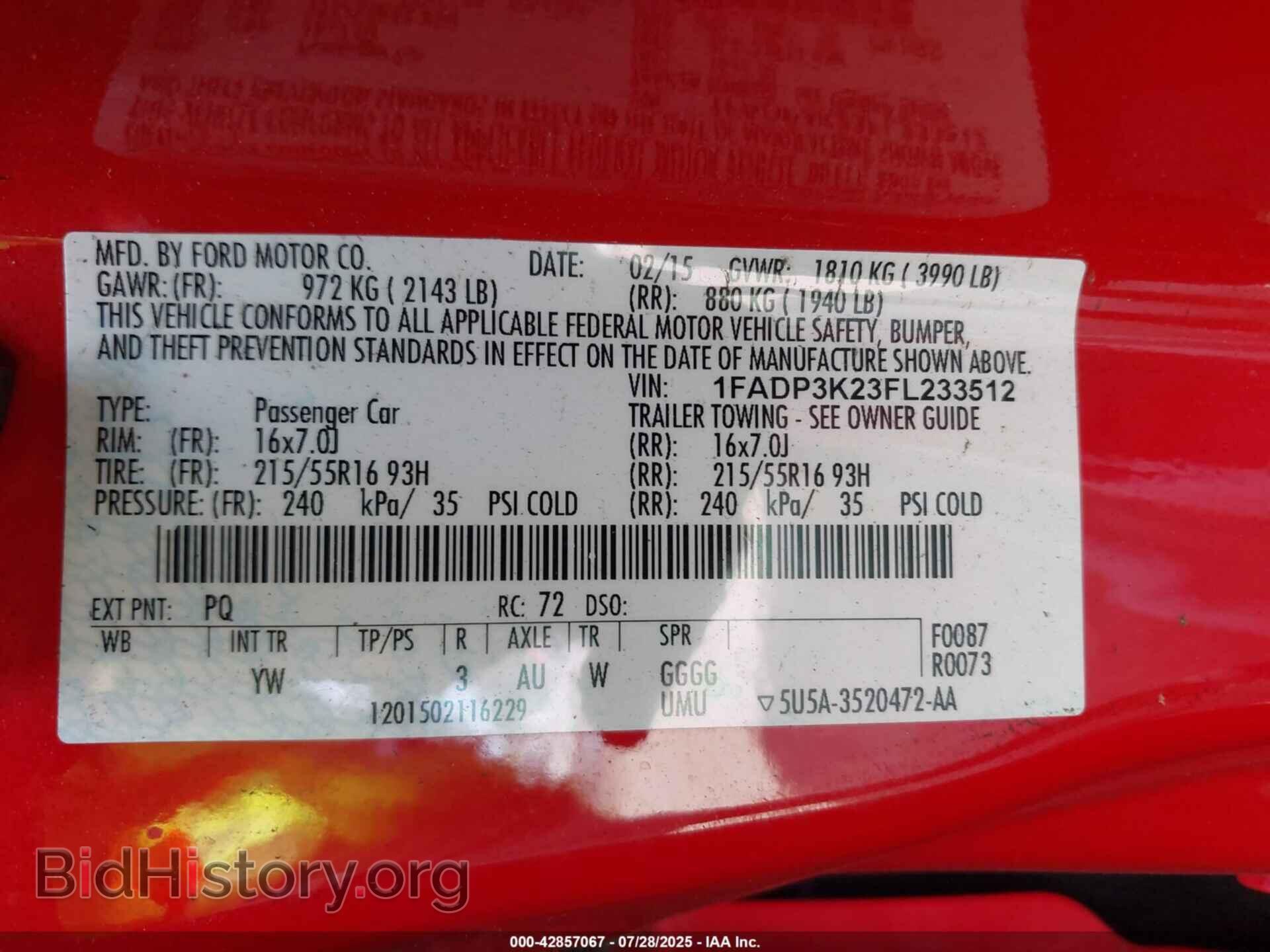 2015 FORD FOCUS - VIN: 1FADP3K23FL233512 - Фото 9