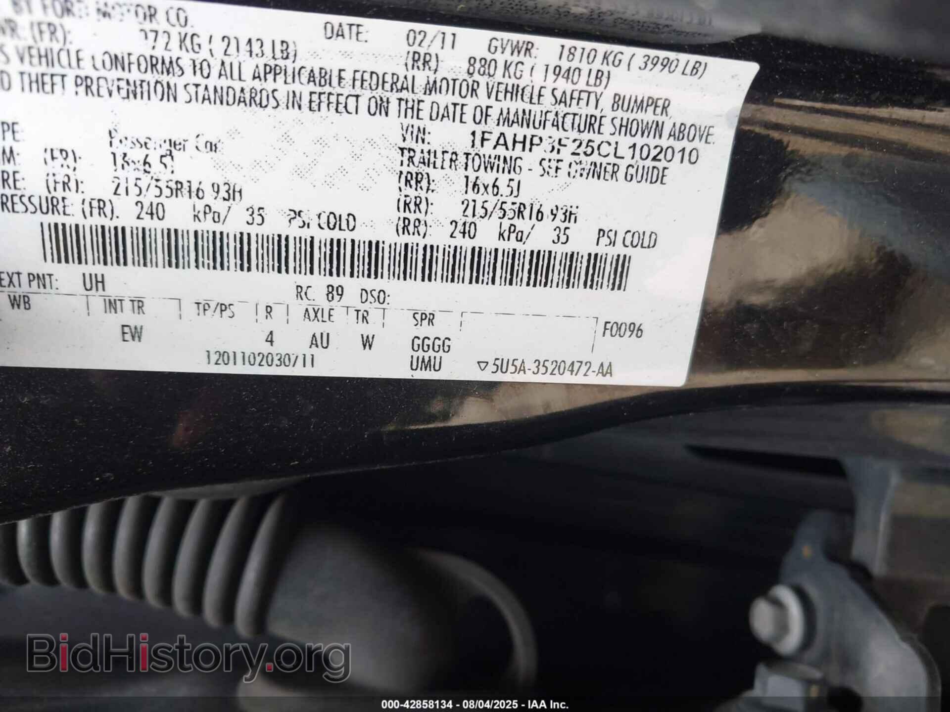2012 FORD FOCUS - VIN: 1FAHP3F25CL102010 - Фото 9