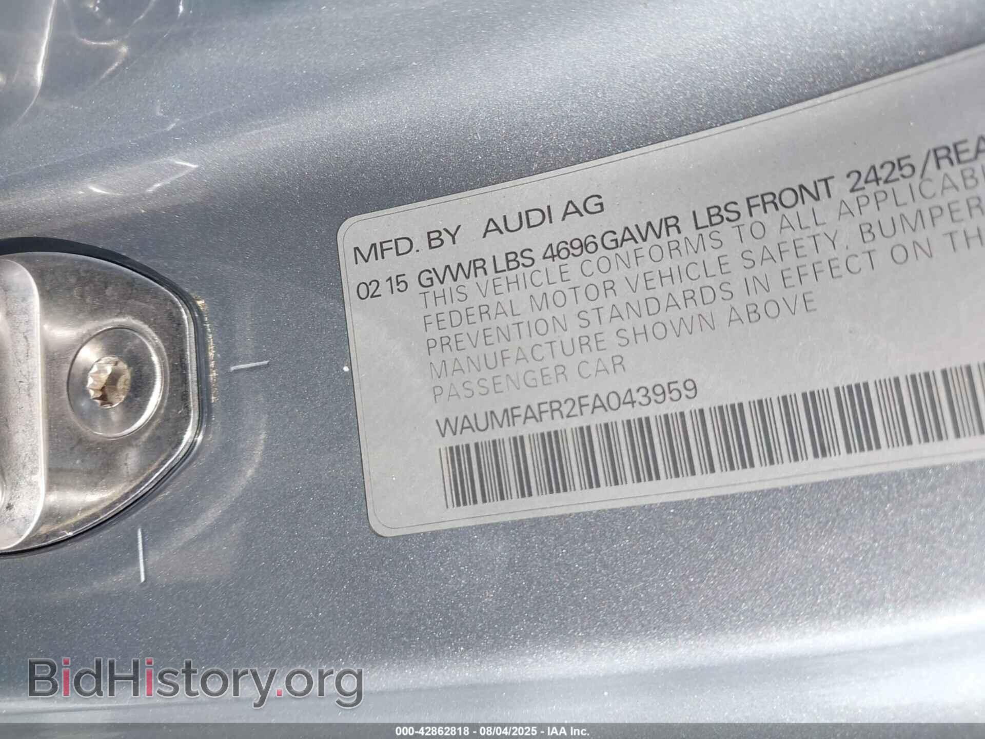2015 AUDI A5 - VIN: WAUMFAFR2FA043959 - Фото 9