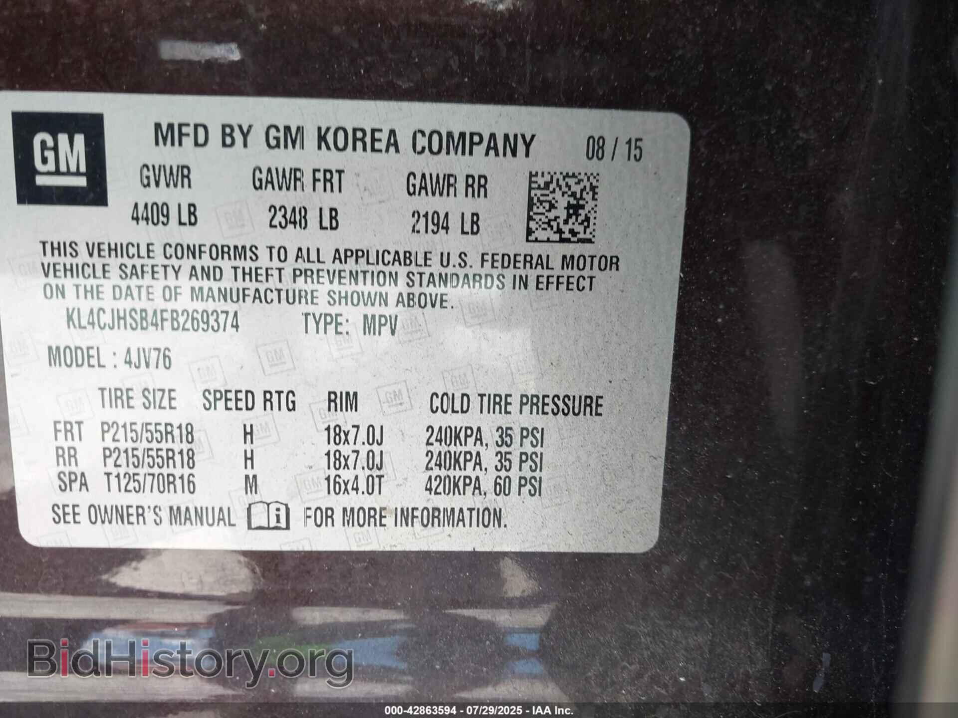 2015 BUICK ENCORE - VIN: KL4CJHSB4FB269374 - Photo 9