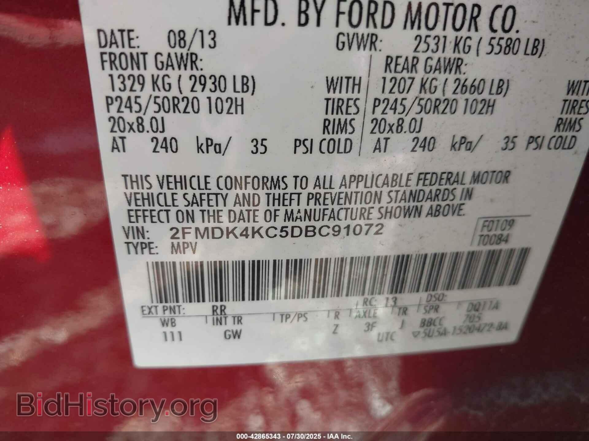 2013 FORD EDGE - VIN: 2FMDK4KC5DBC91072 - Photo 9