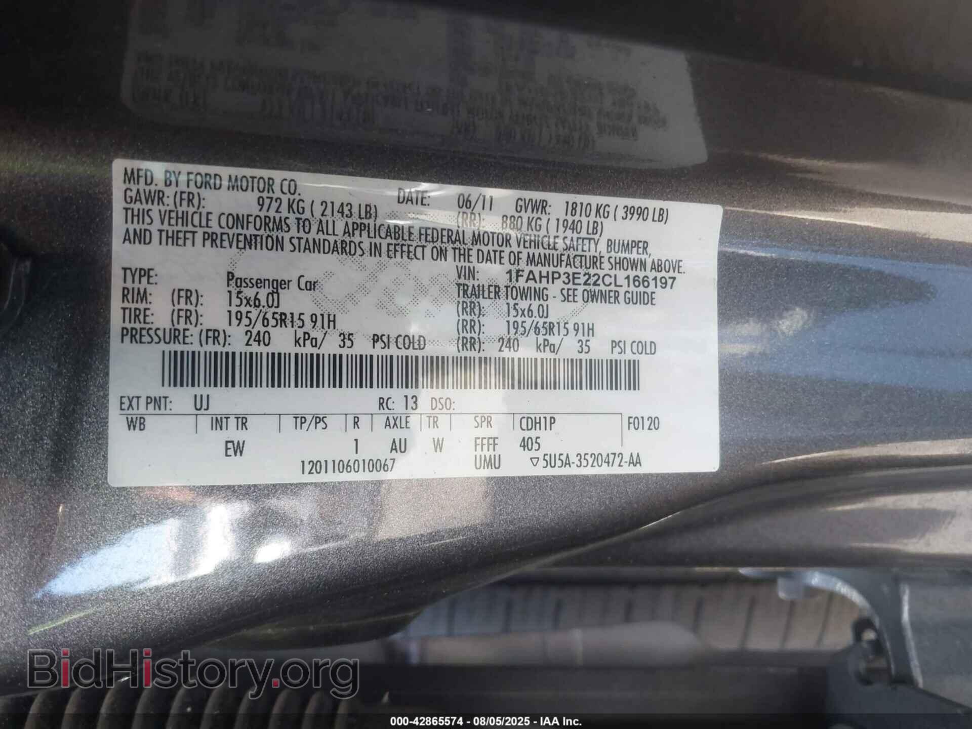 2012 FORD FOCUS - VIN: 1FAHP3E22CL166197 - Фото 9