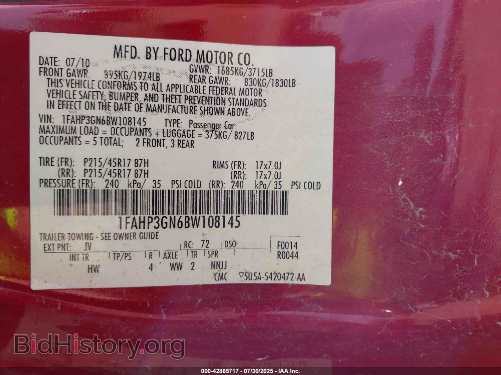 2011 FORD FOCUS - VIN: 1FAHP3GN6BW108145 - Фото 9