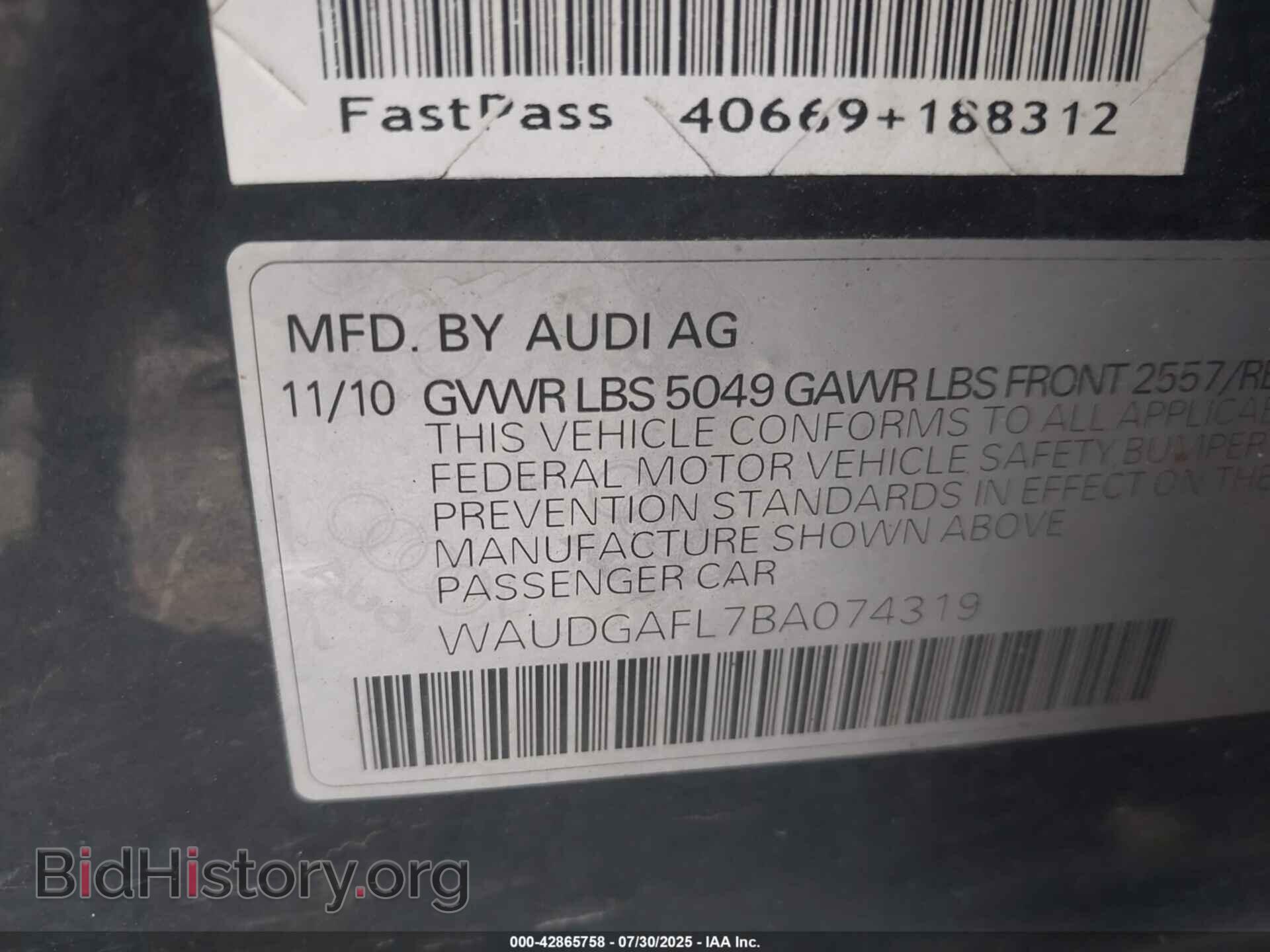 2011 AUDI S4 - VIN: WAUDGAFL7BA074319 - Фото 9