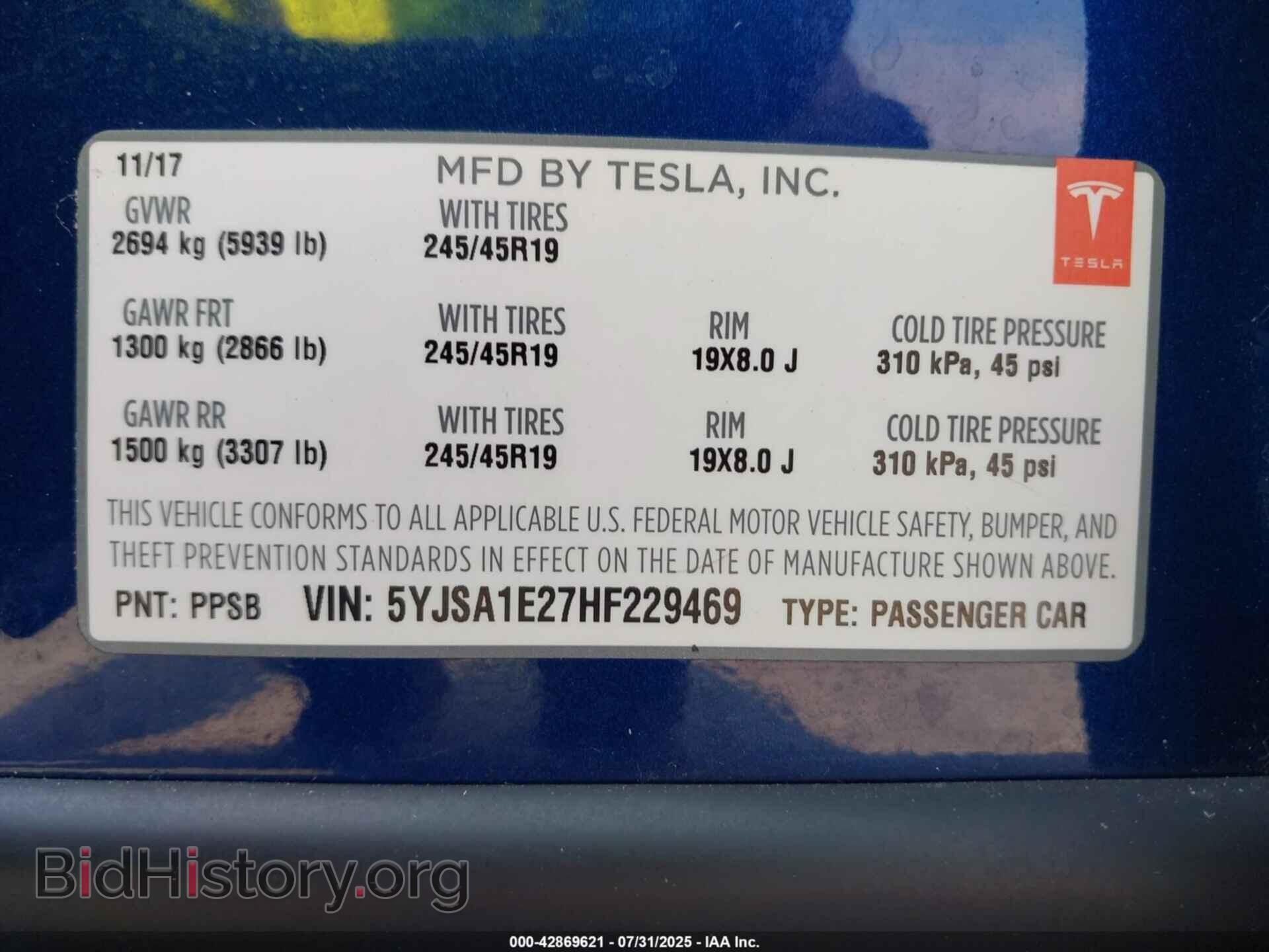 2017 TESLA MODEL S - VIN: 5YJSA1E27HF229469 - Photo 9