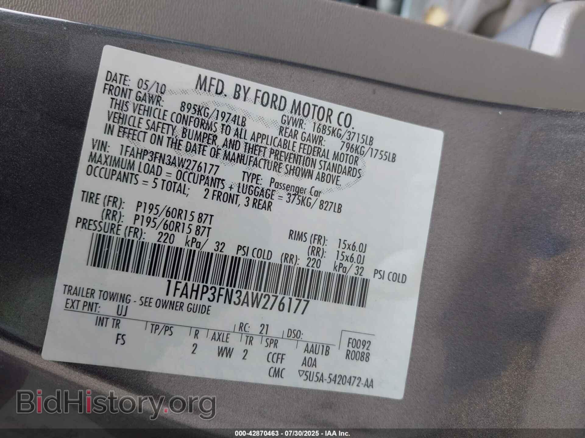 2010 FORD FOCUS - VIN: 1FAHP3FN3AW276177 - Фото 9