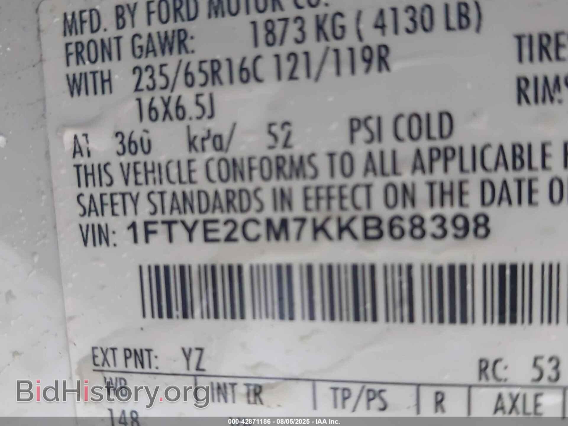 2019 FORD TRANSIT-150 - VIN: 1FTYE2CM7KKB68398 - Фото 9