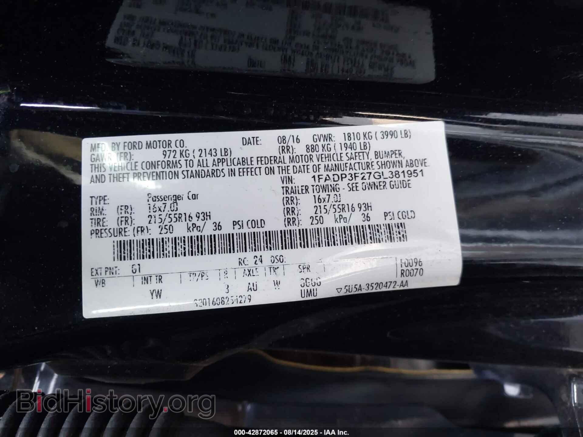 2016 FORD FOCUS - VIN: 1FADP3F27GL381951 - Фото 9