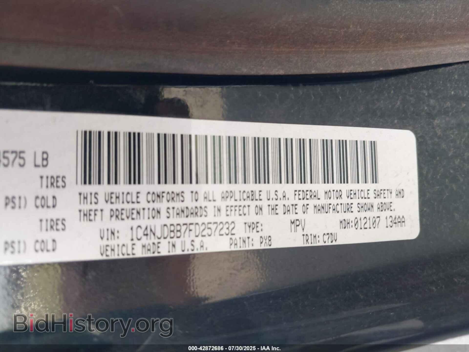 2015 JEEP COMPASS - VIN: 1C4NJDBB7FD257232 - Фото 9