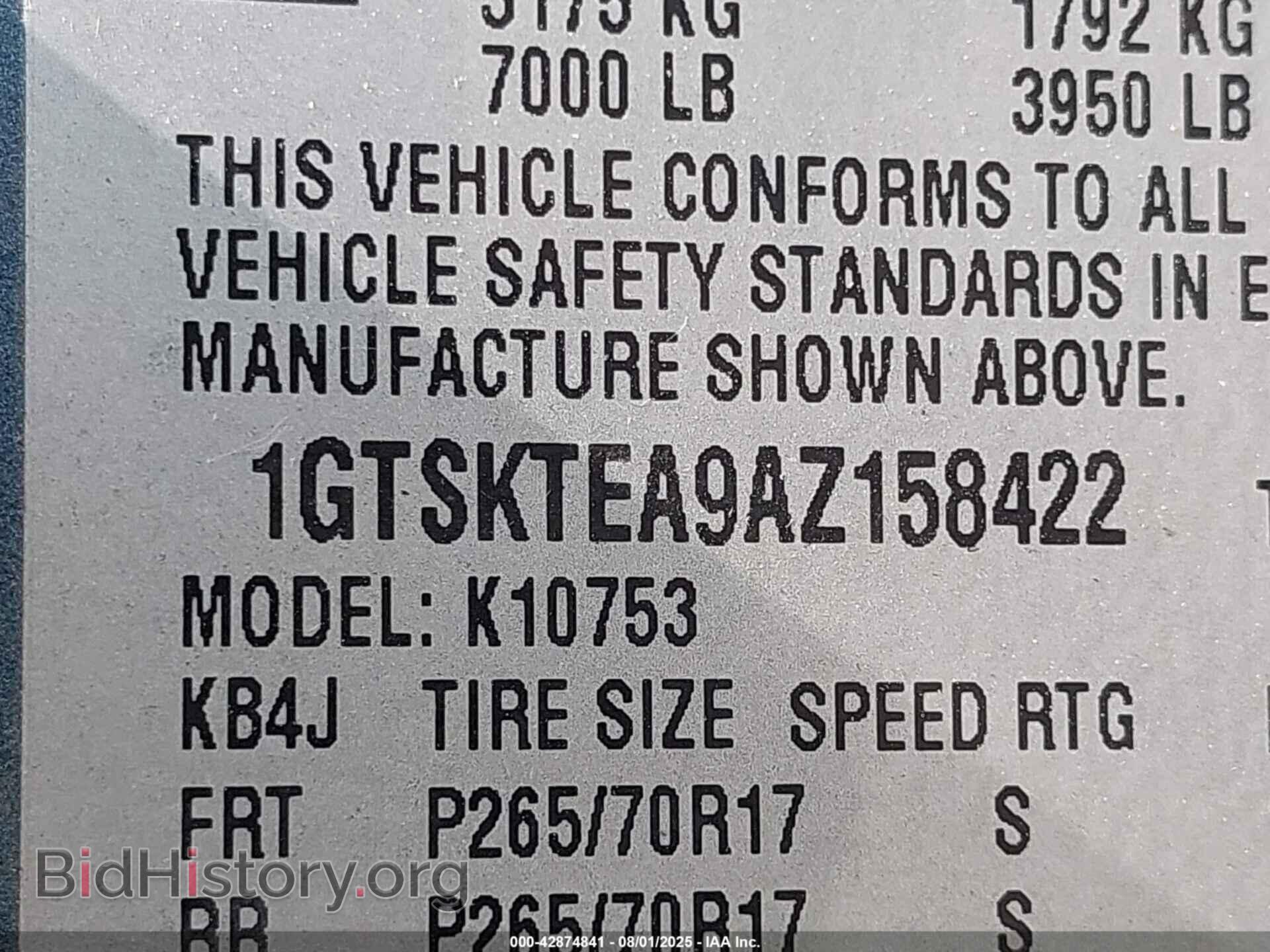 2010 GMC SIERRA 1500 - VIN: 1GTSKTEA9AZ158422 - Фото 9