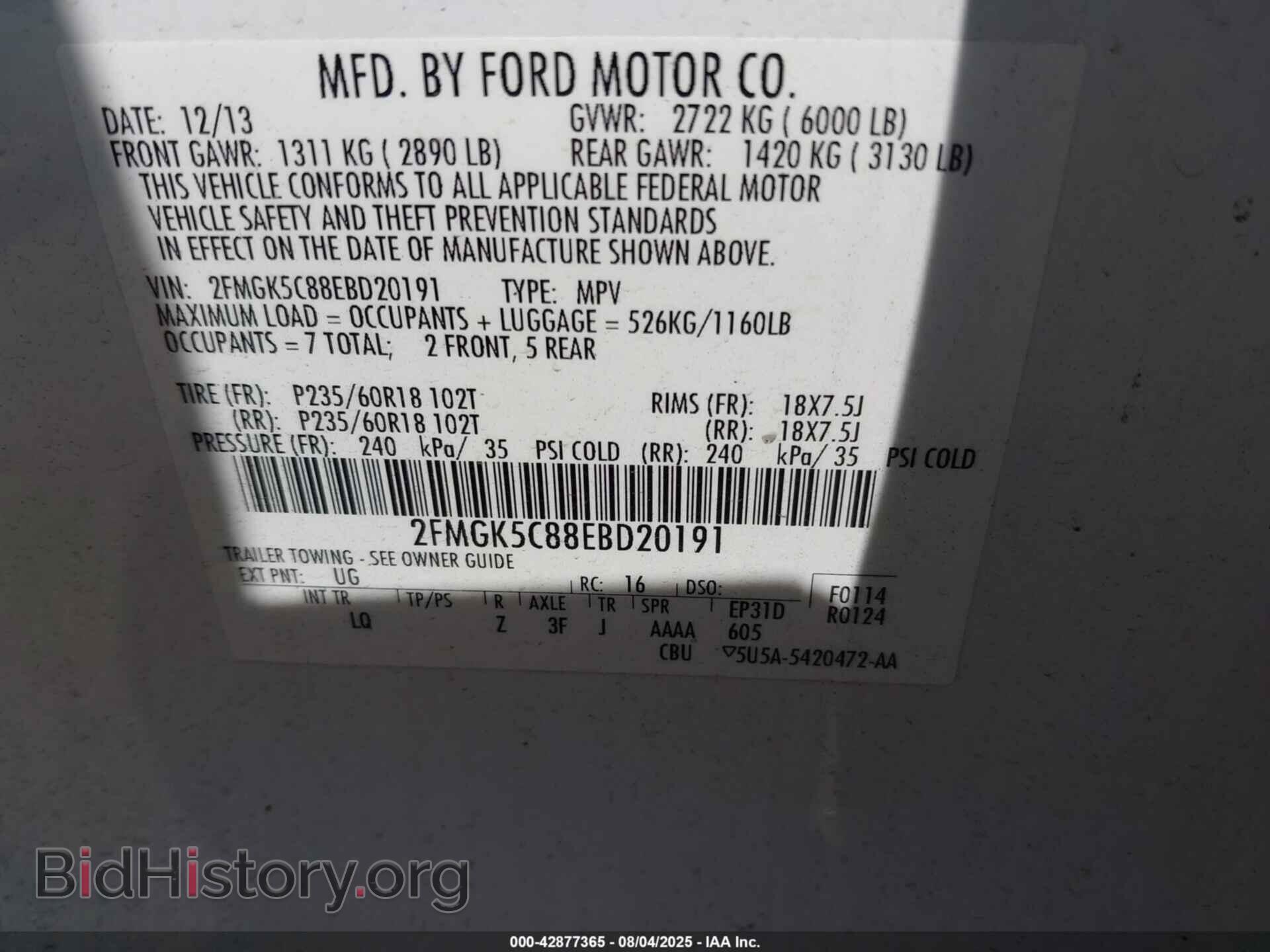 2014 FORD FLEX - VIN: 2FMGK5C88EBD20191 - Photo 9