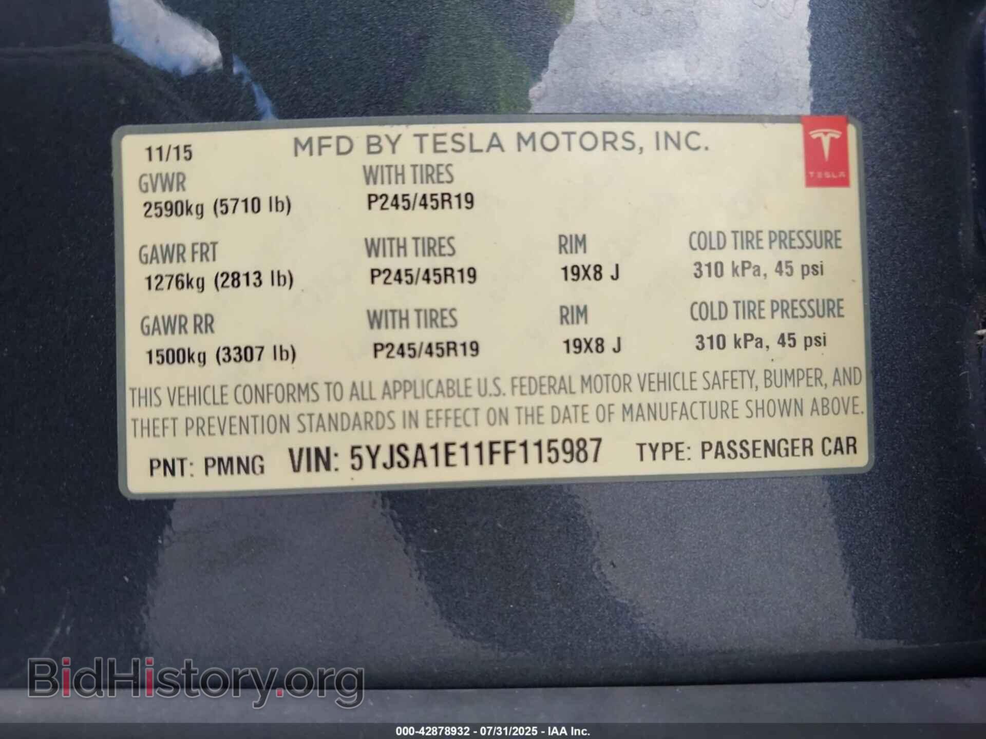 2015 TESLA MODEL S - VIN: 5YJSA1E11FF115987 - Photo 9