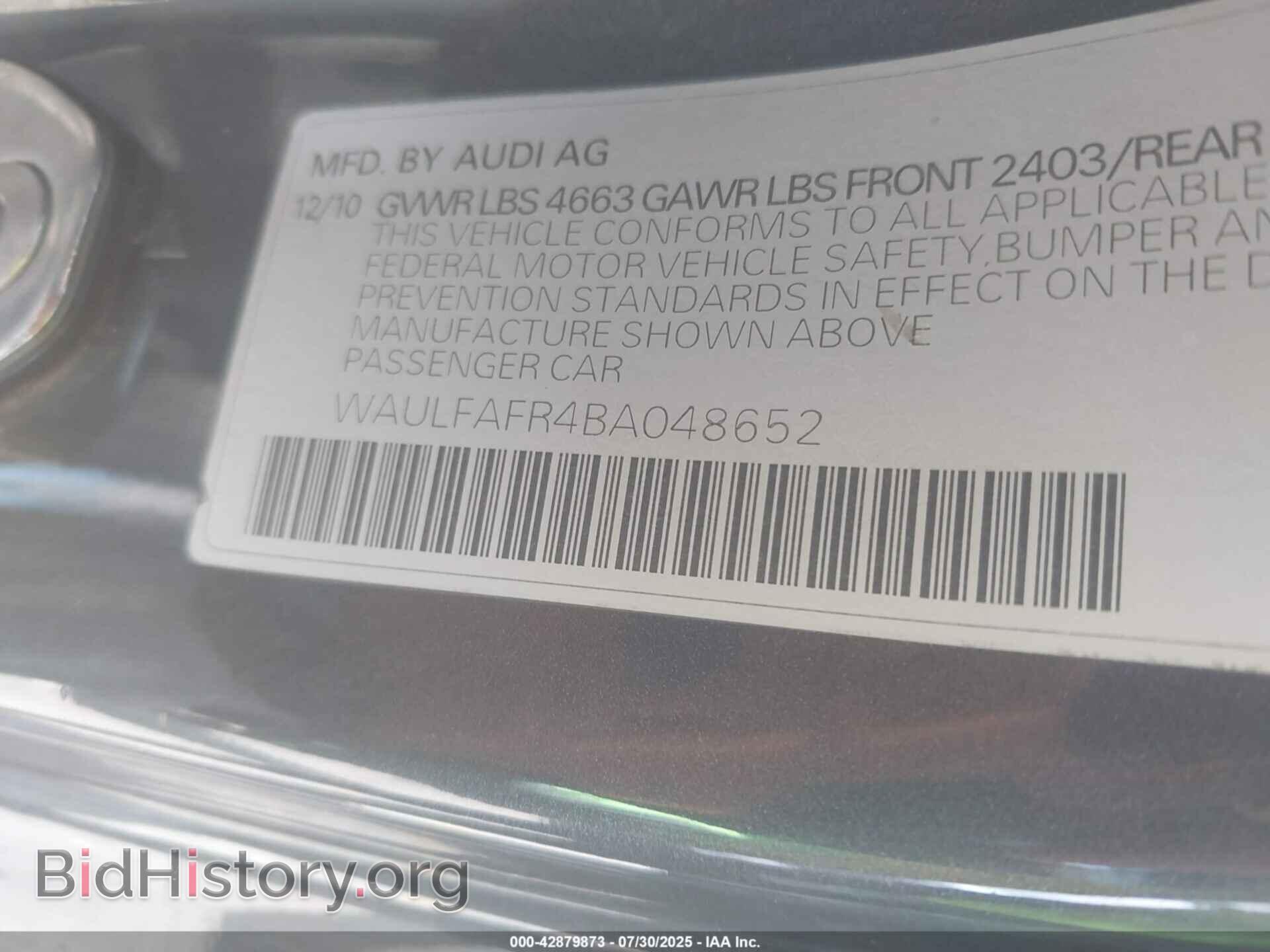 2011 AUDI A5 - VIN: WAULFAFR4BA048652 - Фото 9