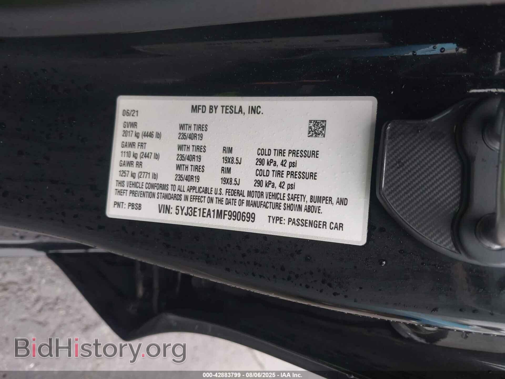 2021 TESLA MODEL 3 - VIN: 5YJ3E1EA1MF990699 - Photo 9