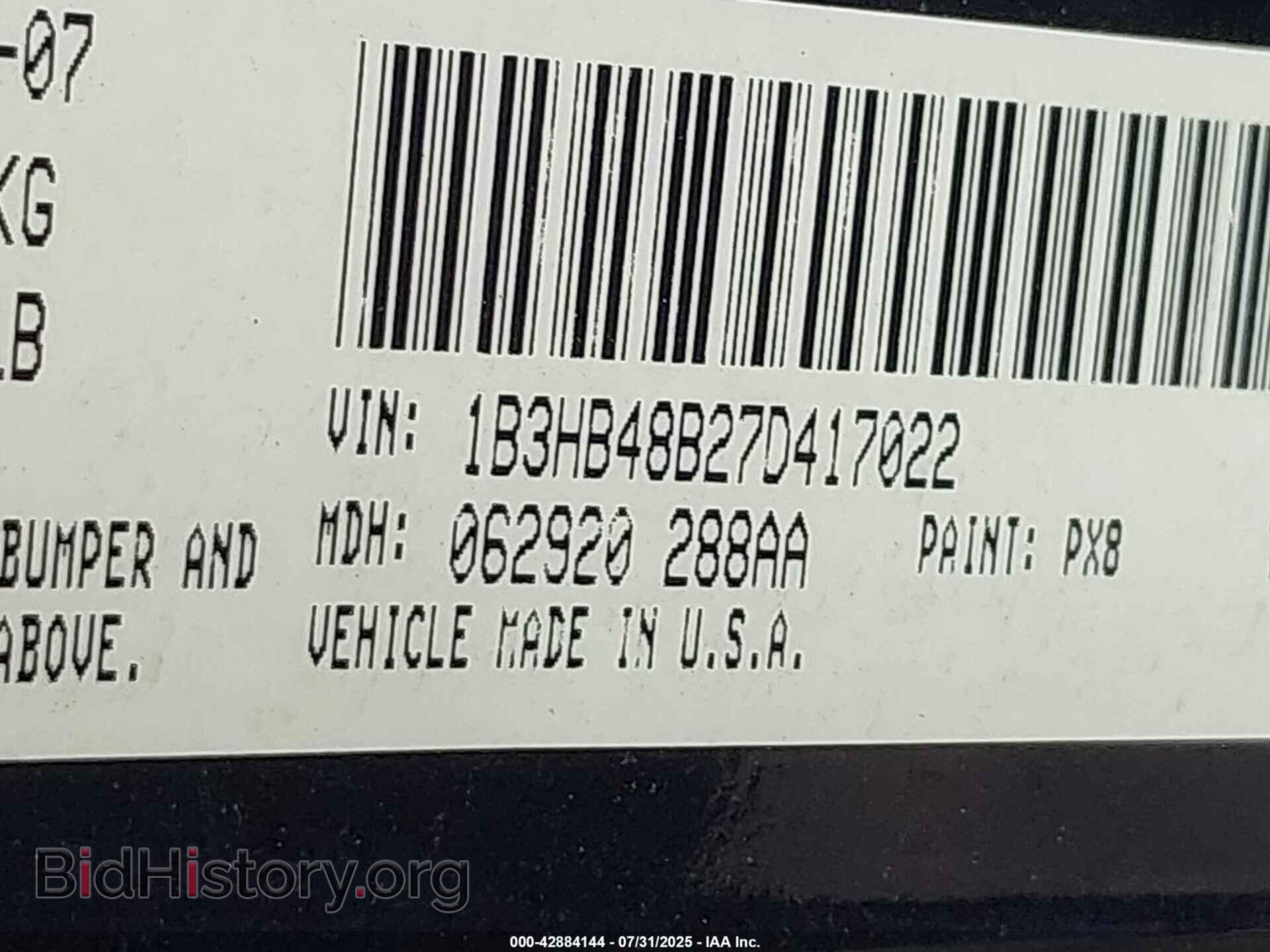 2007 DODGE CALIBER - VIN: 1B3HB48B27D417022 - Фото 9