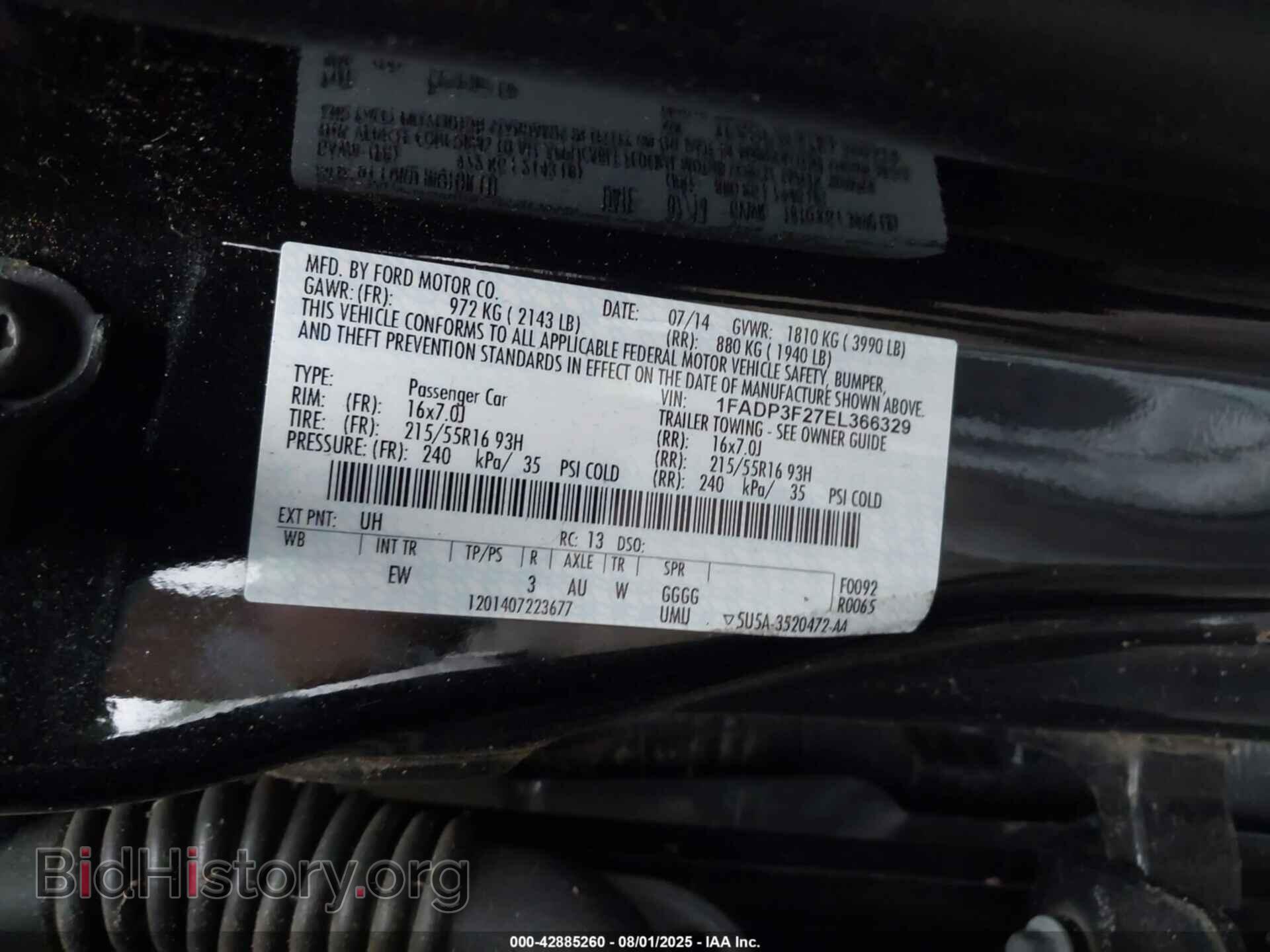 2014 FORD FOCUS - VIN: 1FADP3F27EL366329 - Фото 9