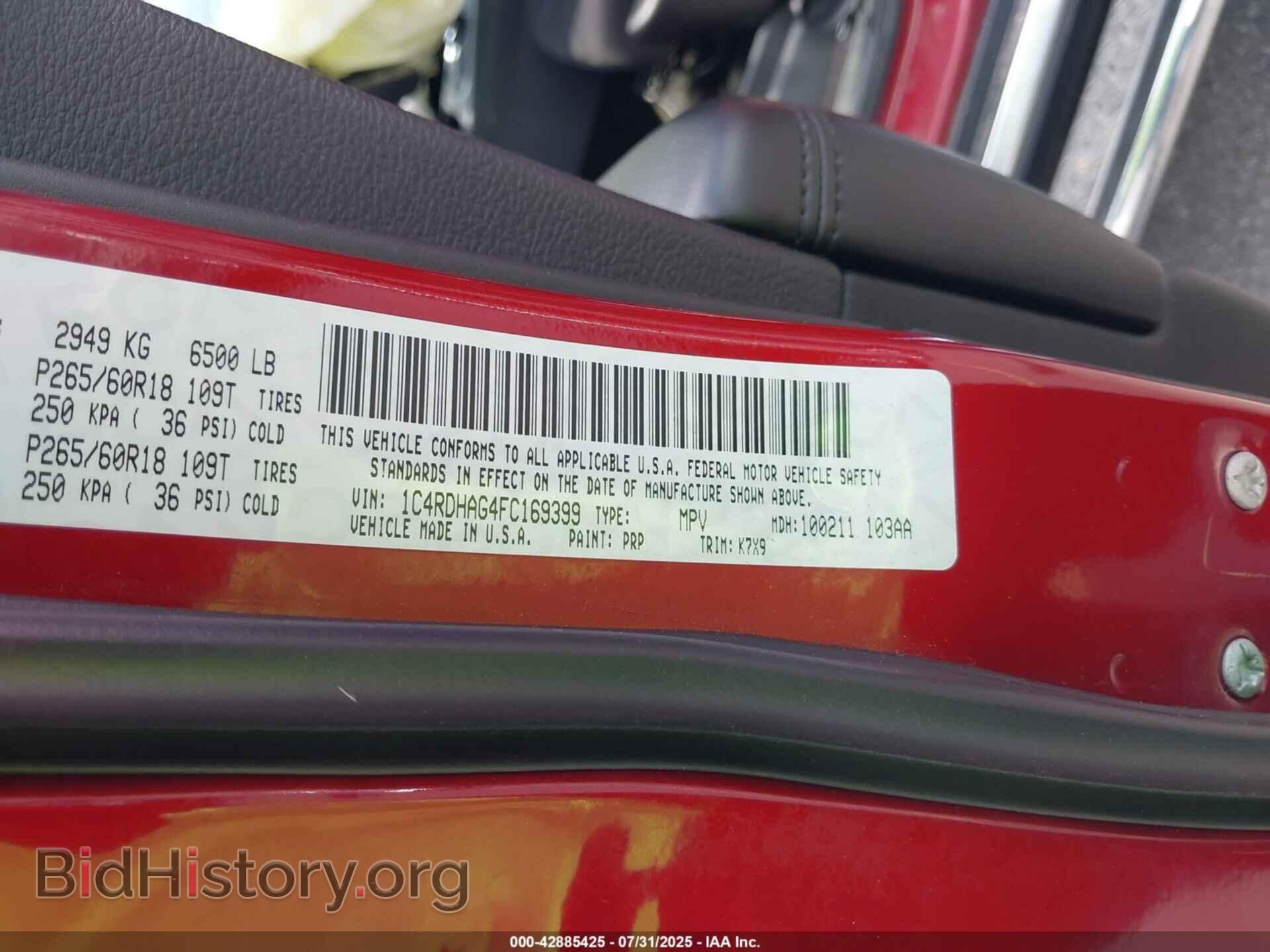 2015 DODGE DURANGO - VIN: 1C4RDHAG4FC169399 - Фото 9