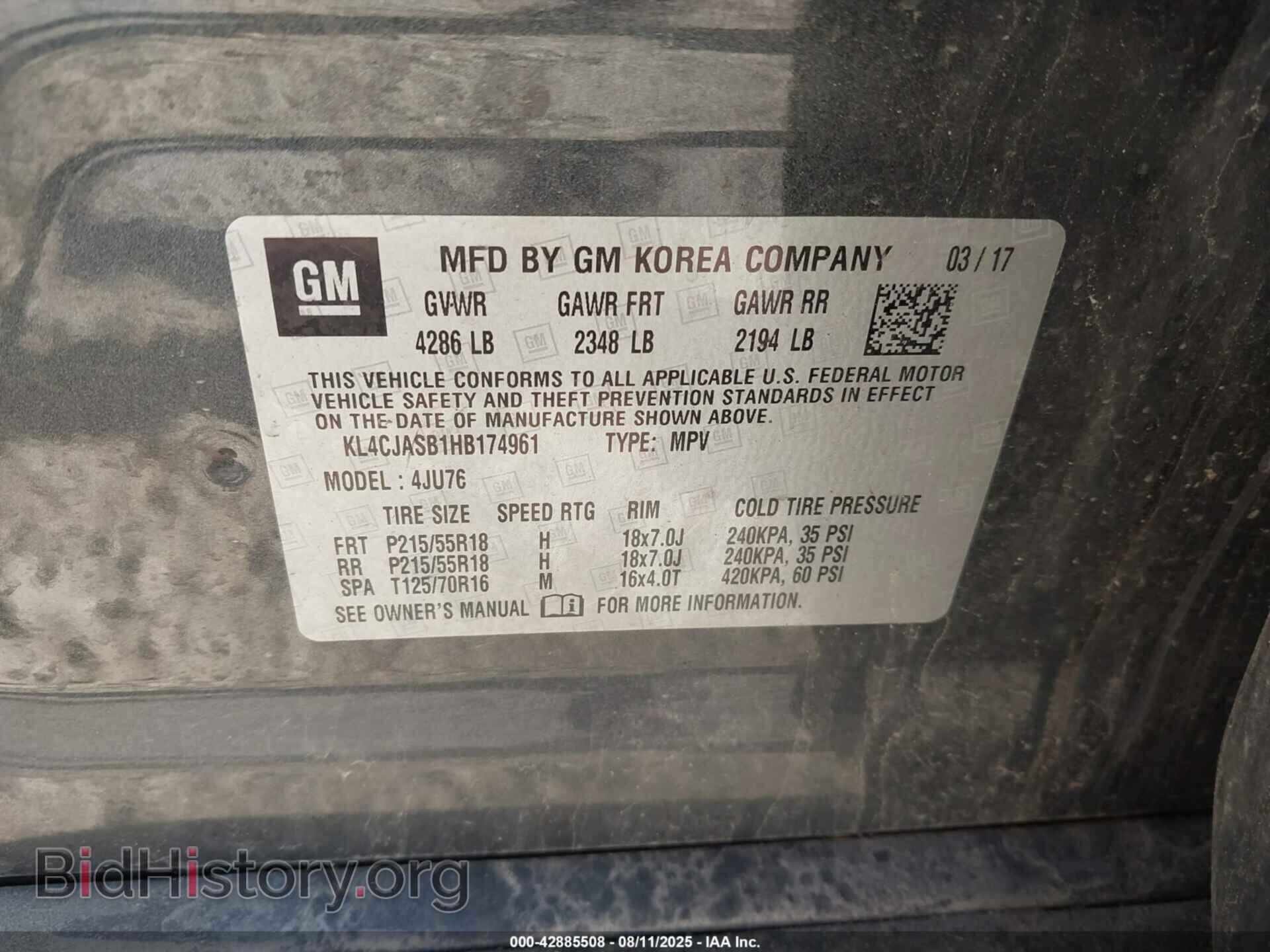 2017 BUICK ENCORE - VIN: KL4CJASB1HB174961 - Photo 9