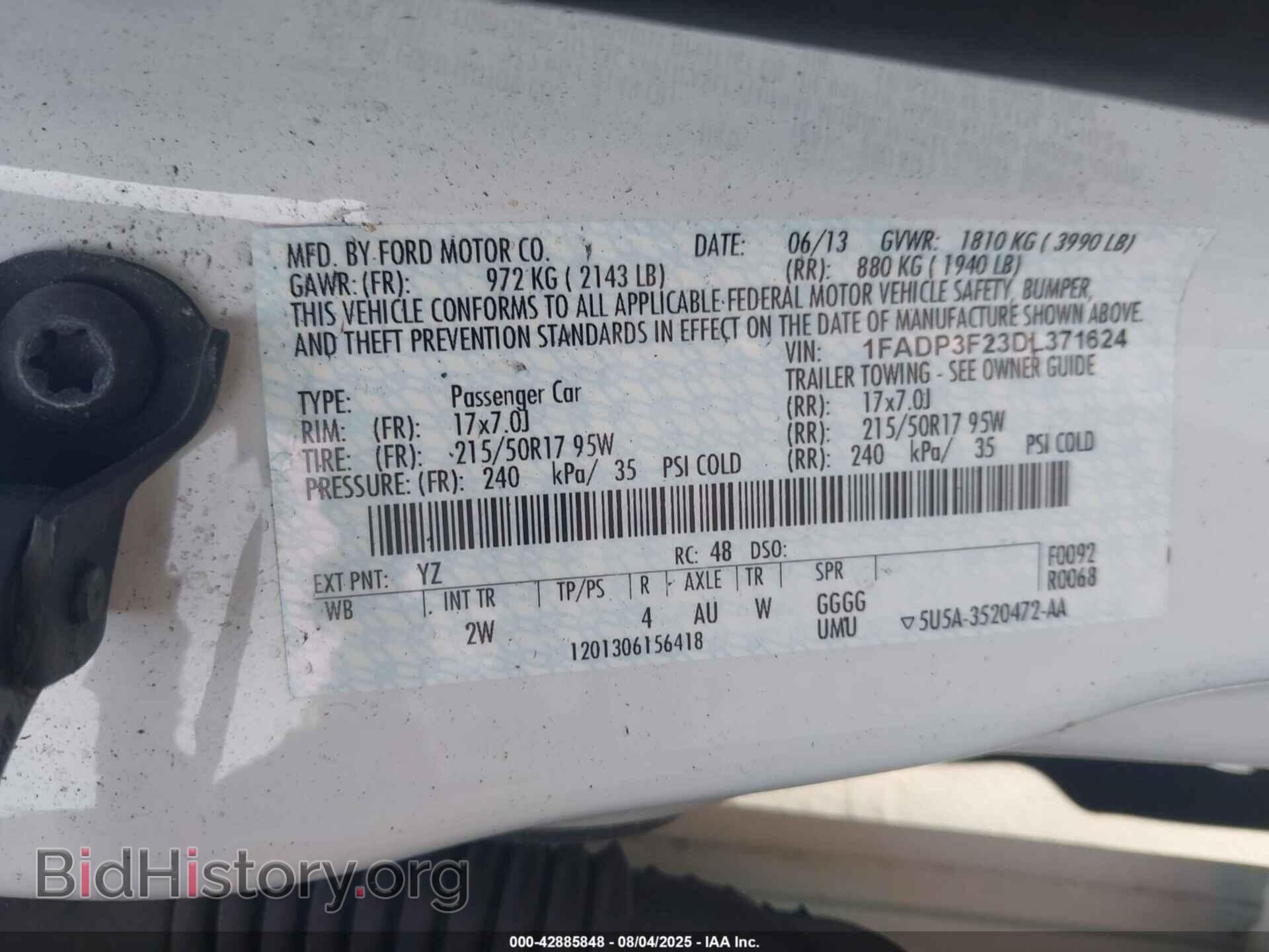 2013 FORD FOCUS - VIN: 1FADP3F23DL371624 - Фото 9