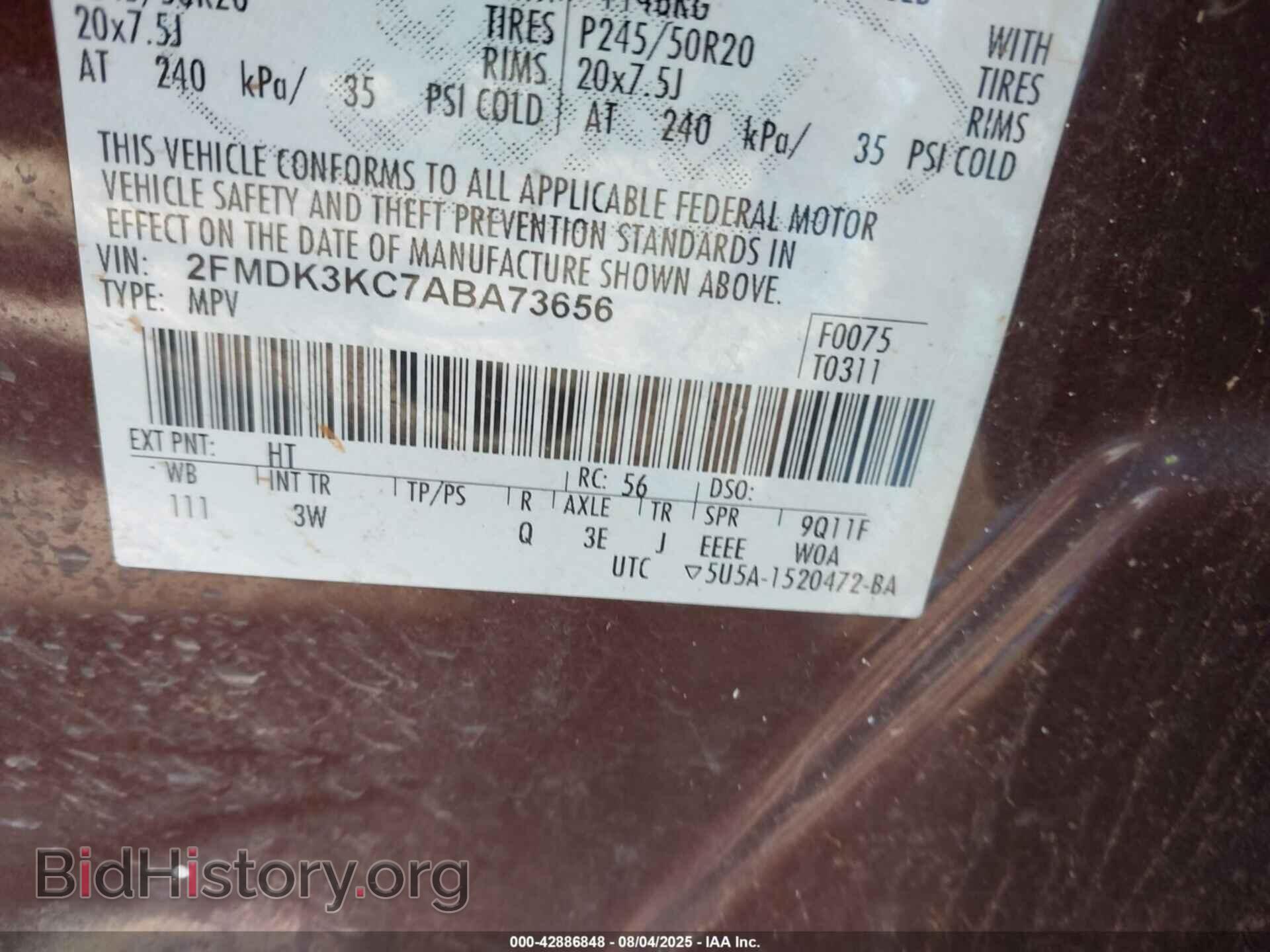 2010 FORD EDGE - VIN: 2FMDK3KC7ABA73656 - Фото 9