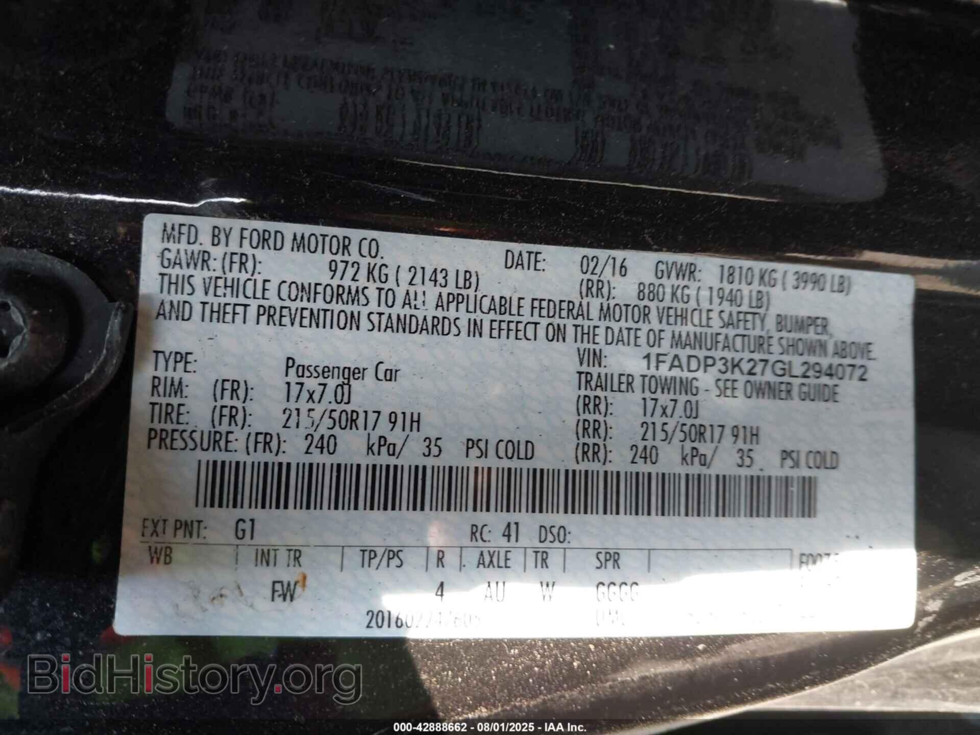 2016 FORD FOCUS - VIN: 1FADP3K27GL294072 - Фото 9