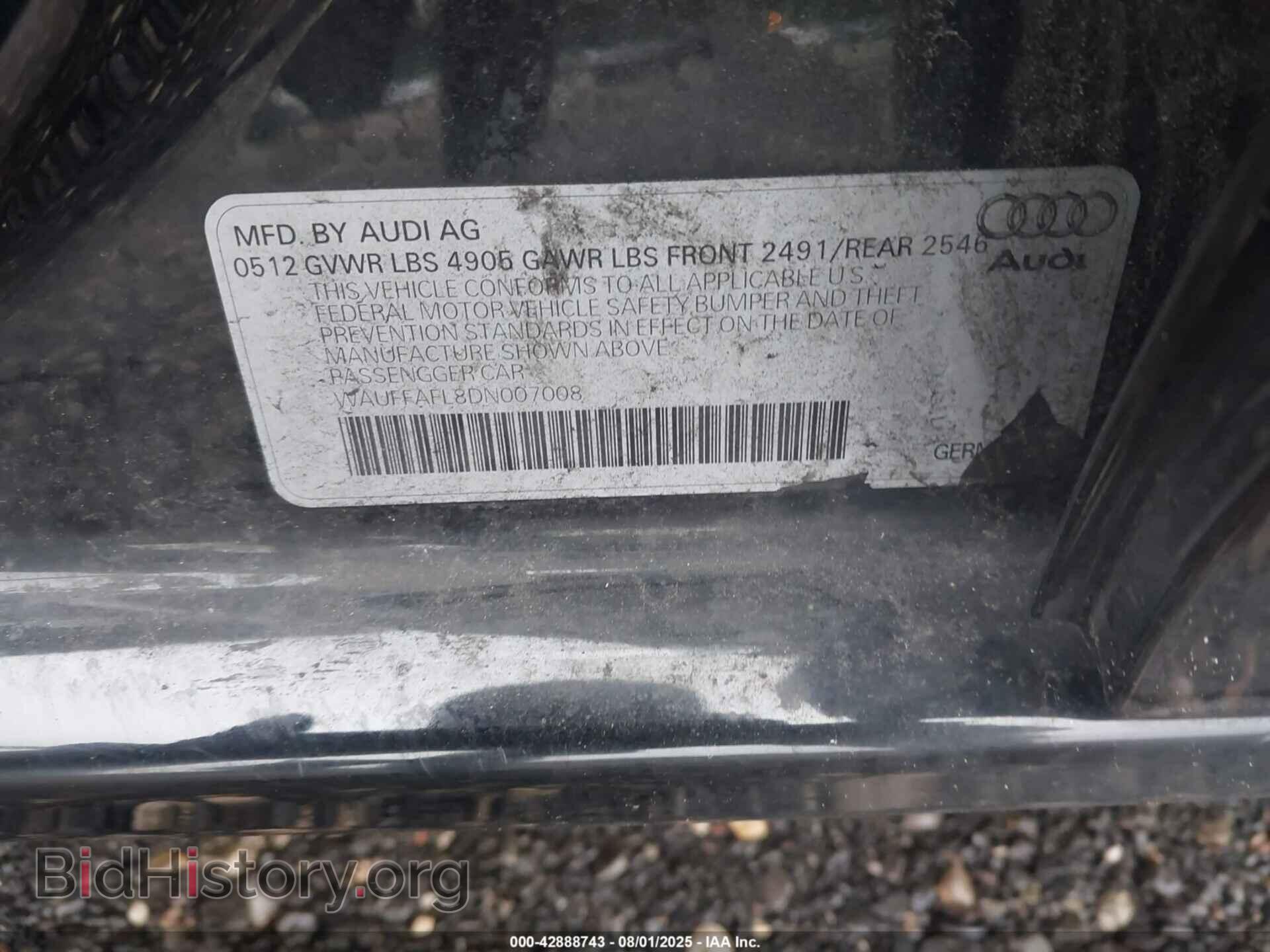 2013 AUDI A4 - VIN: WAUFFAFL8DN007008 - Фото 9