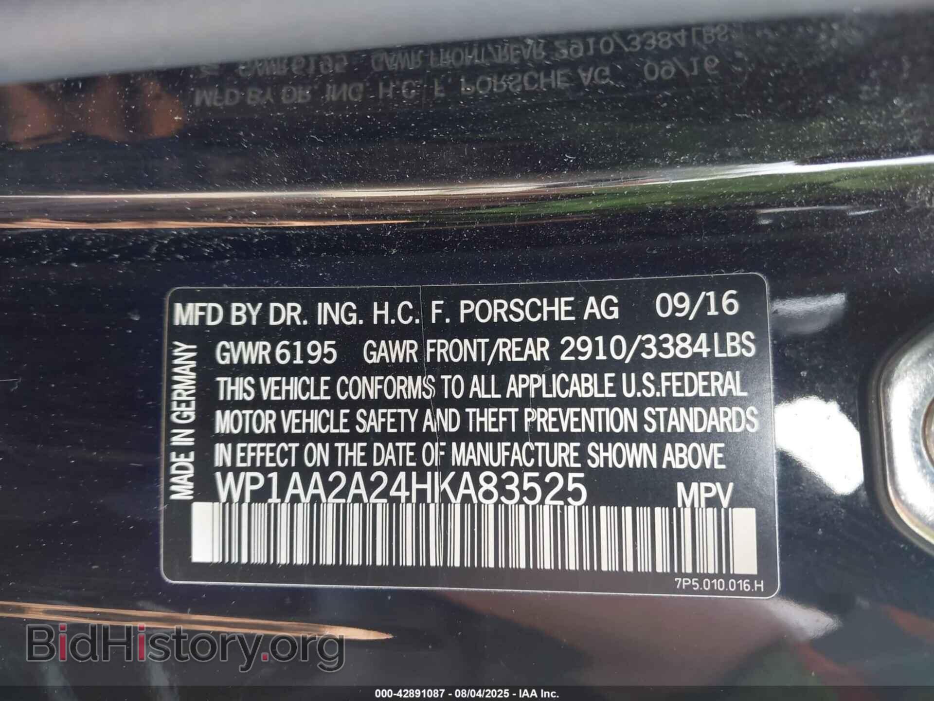 2017 PORSCHE CAYENNE - VIN: WP1AA2A24HKA83525 - Фото 9